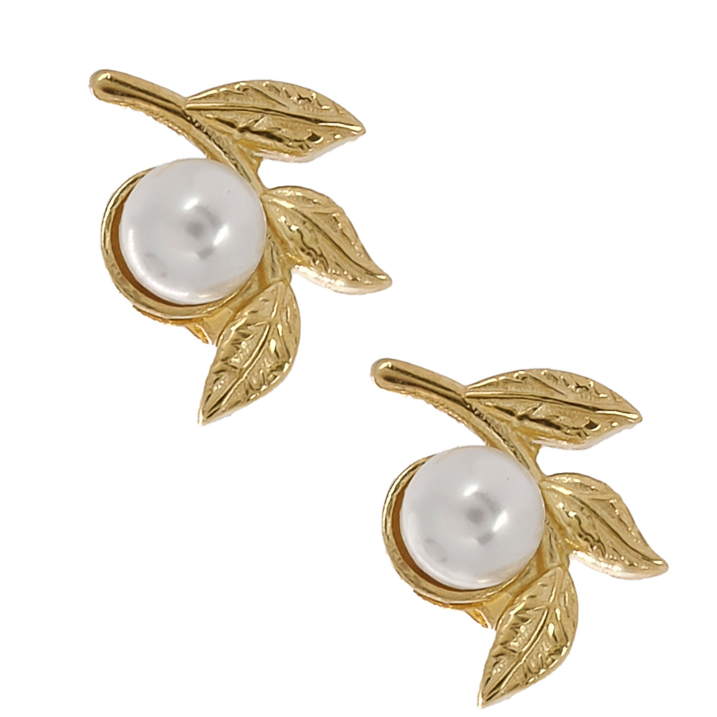 Captivating Elegance: Floral Pearl Earrings, USA Crafted, 18K Gold.