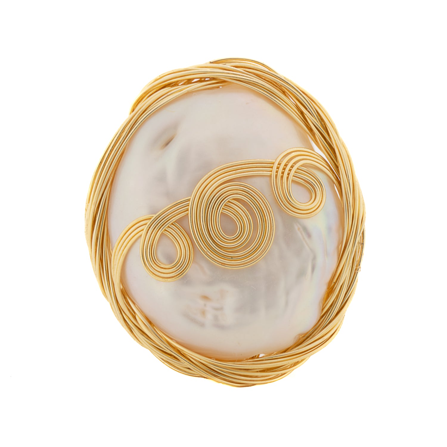 Timeless Sophistication - Cleopatra Pearl &amp; Gold Spiral Ring
