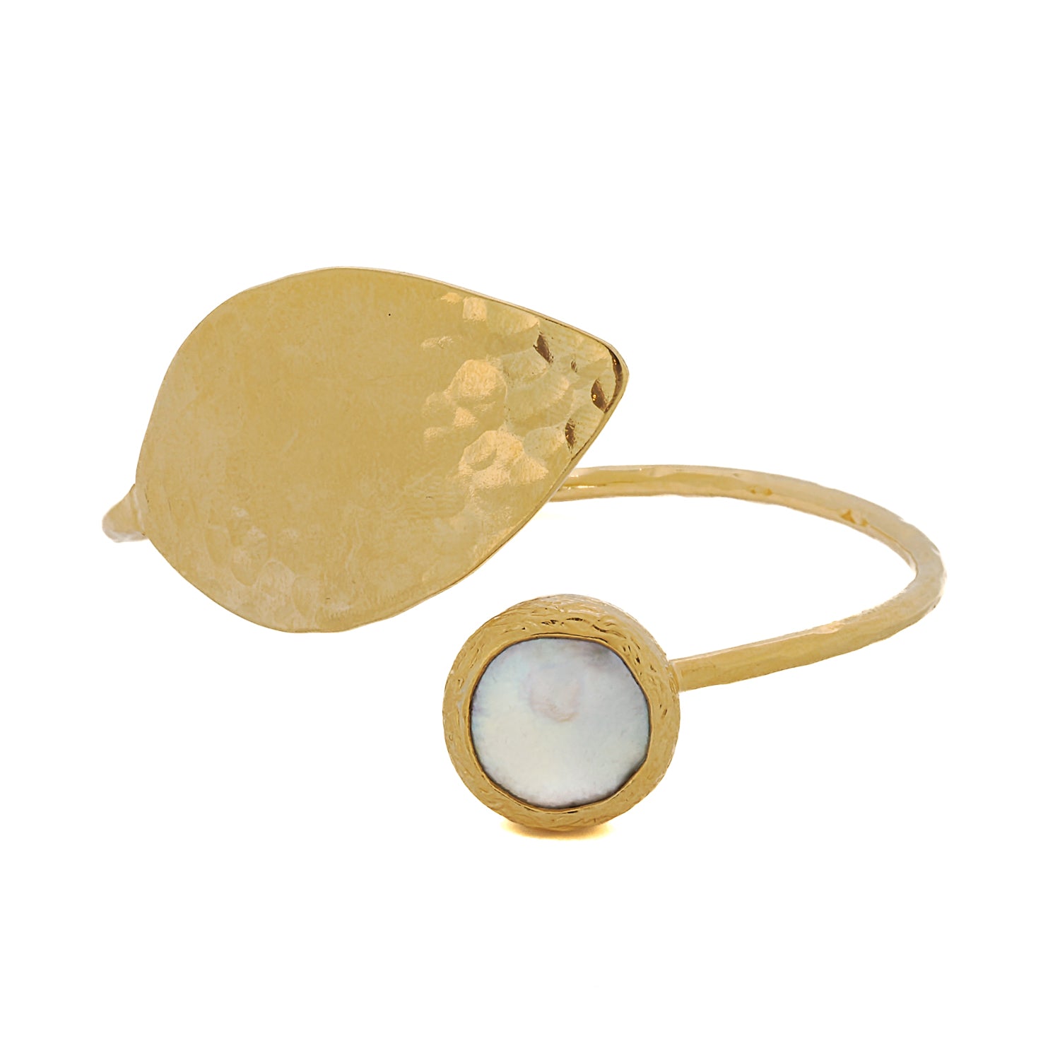 Radiant Cleopatra Gold Leaf & Pearl Stone Cuff Bracelet: A celebration of uniqueness.