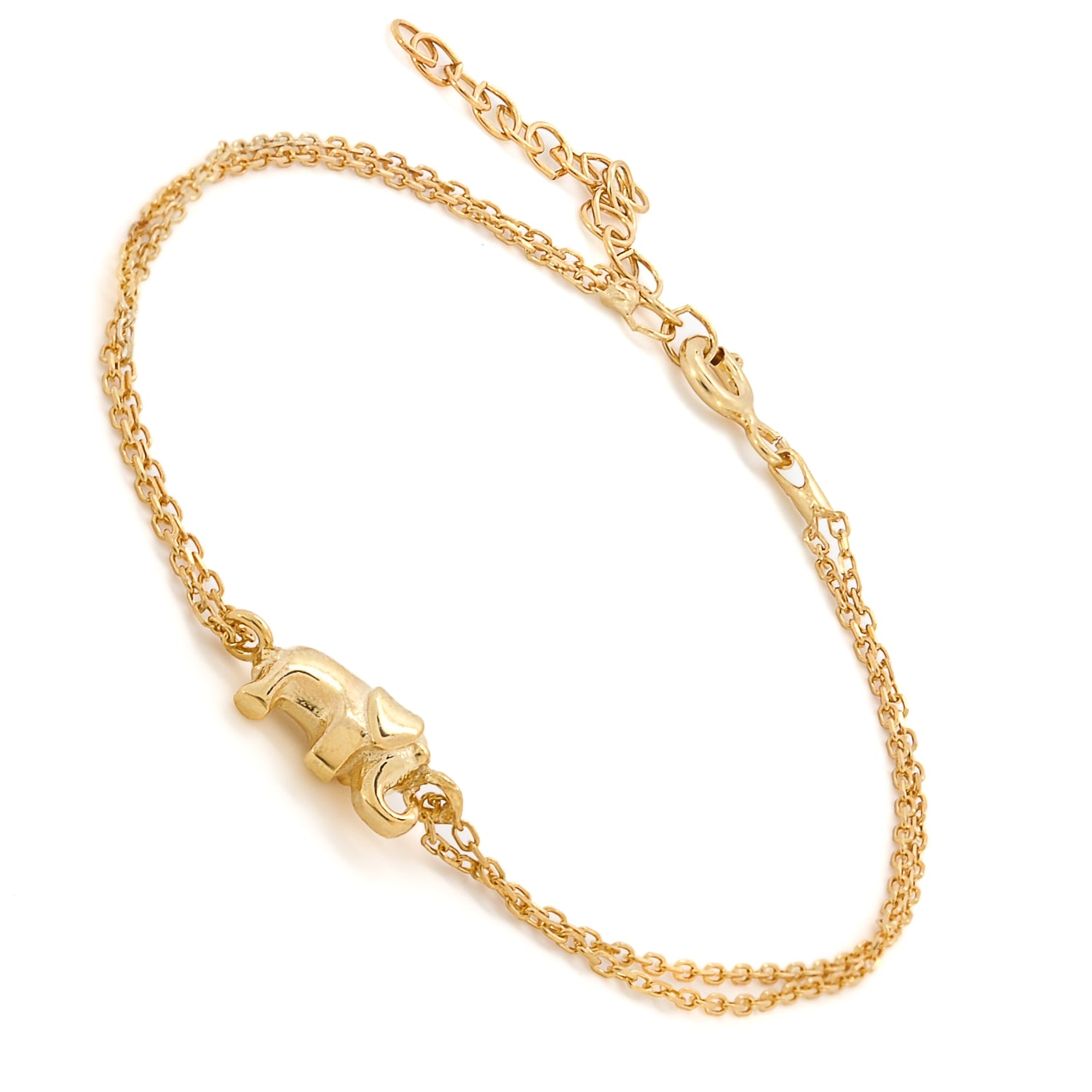 Strength and luck unite in Dainty Gold Elephant Bracelet.