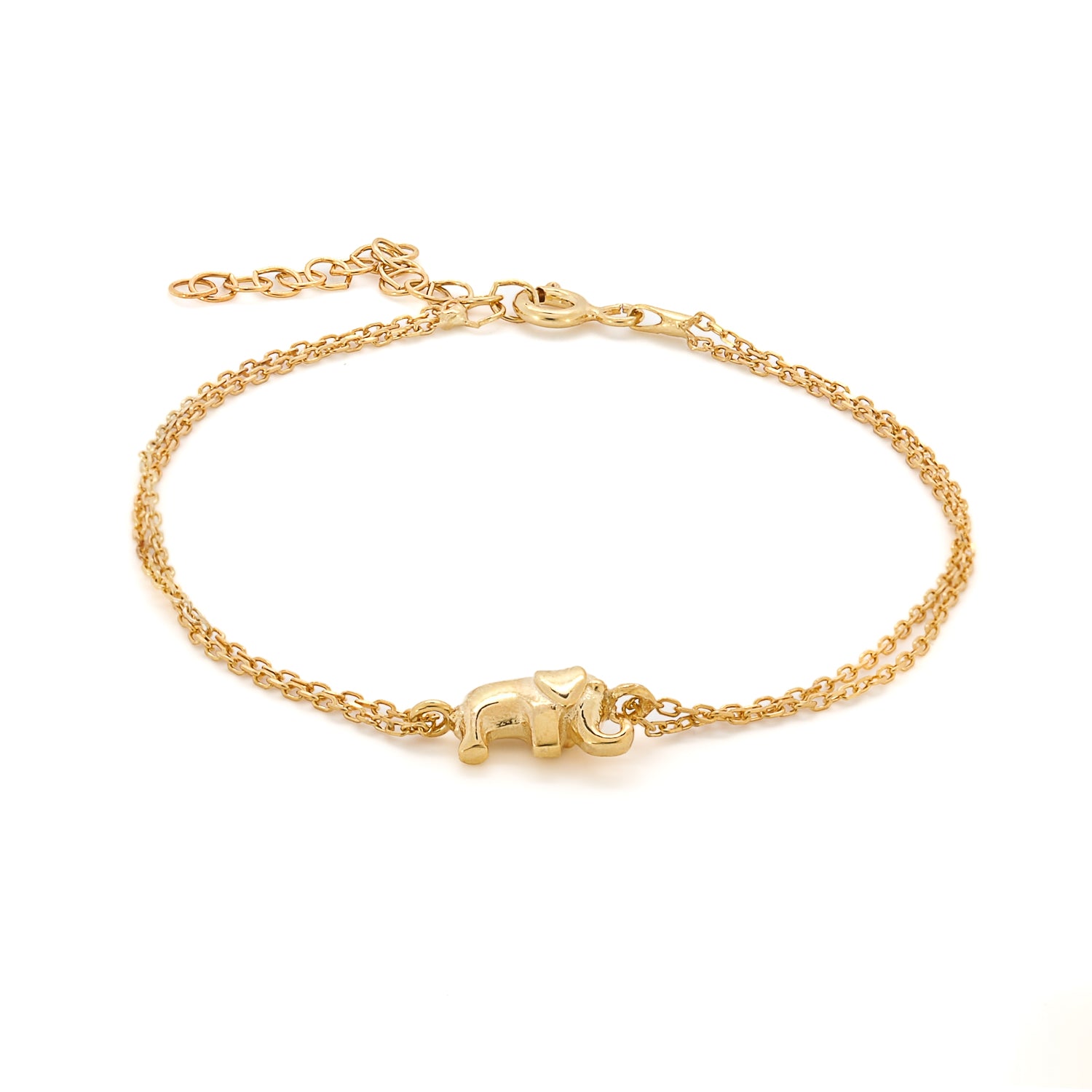 Graceful charm: Dainty Gold Elephant Bracelet.