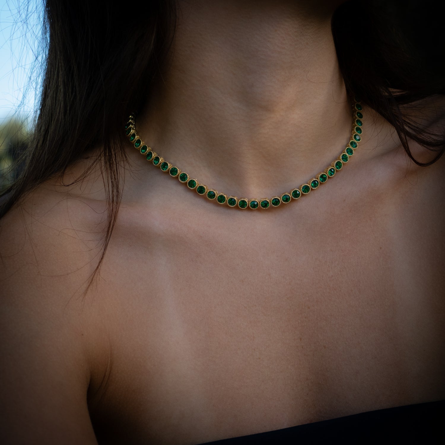 Gold-Plated Emerald Necklace for Emotional Balance, Growth, and Prosperity
