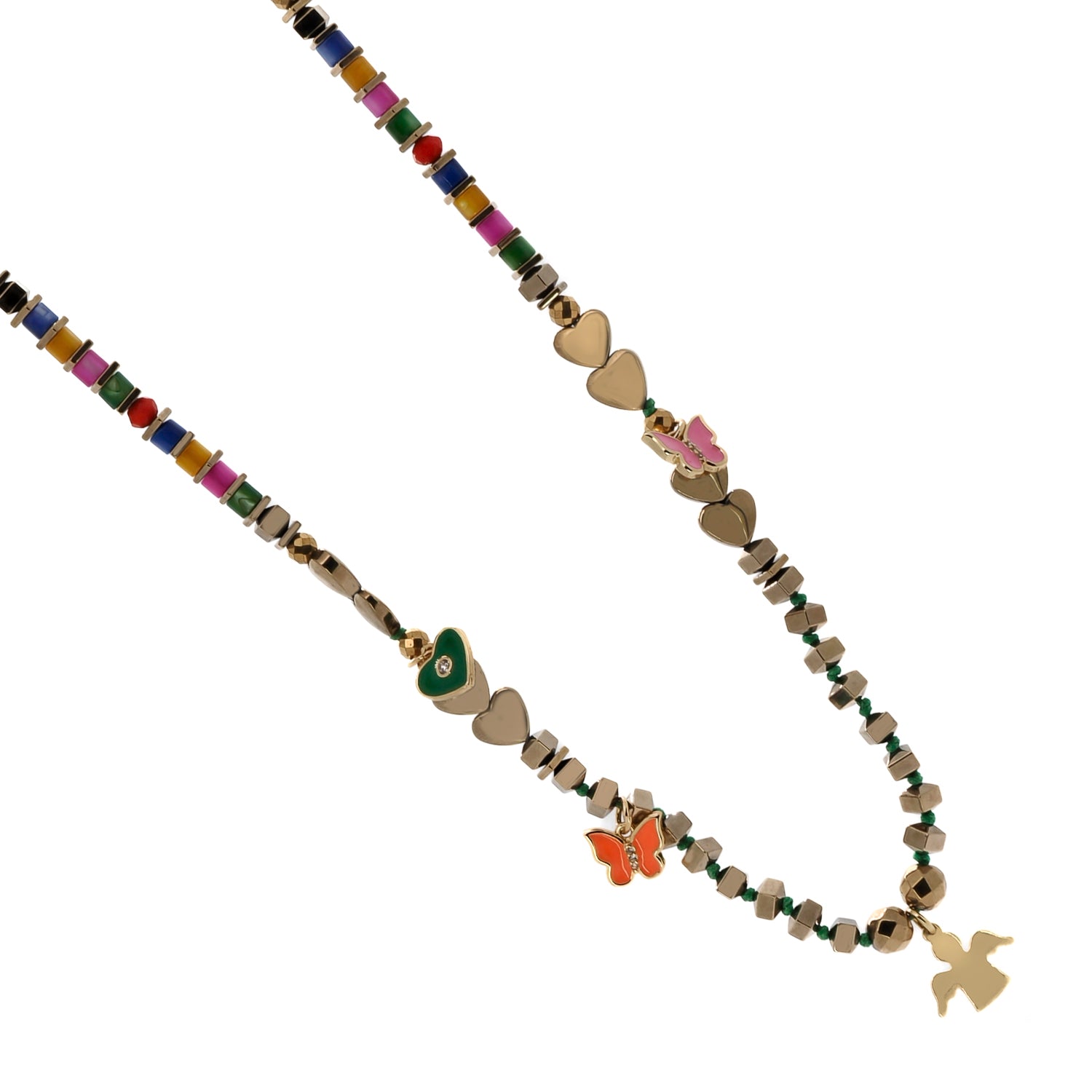 Energy Of Colors Gold Hematite Stone Angel Love Necklace