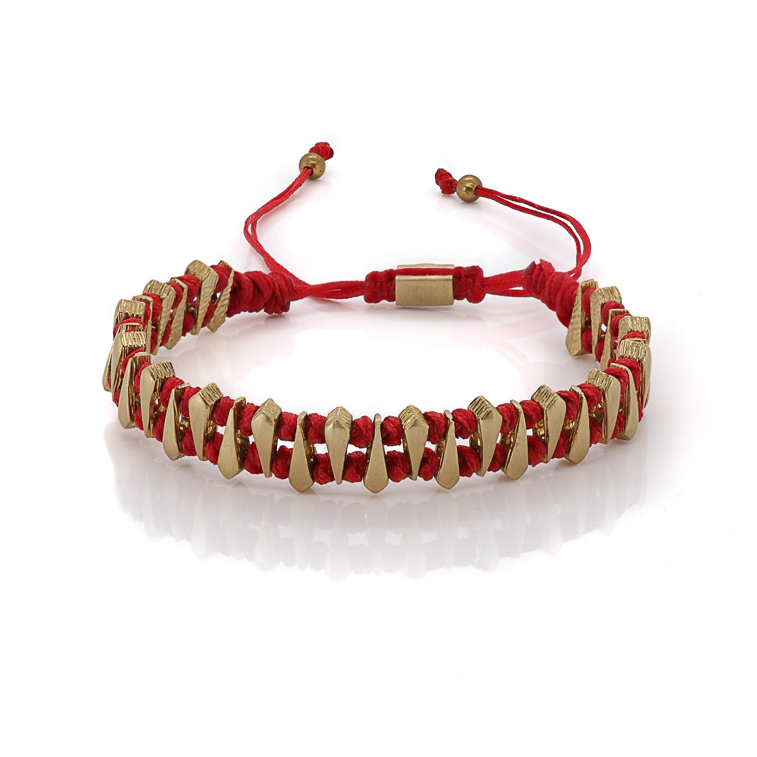 Fortune Red Woven Unisex Bracelet - Adjustable Design, 24K Gold Plated Accents