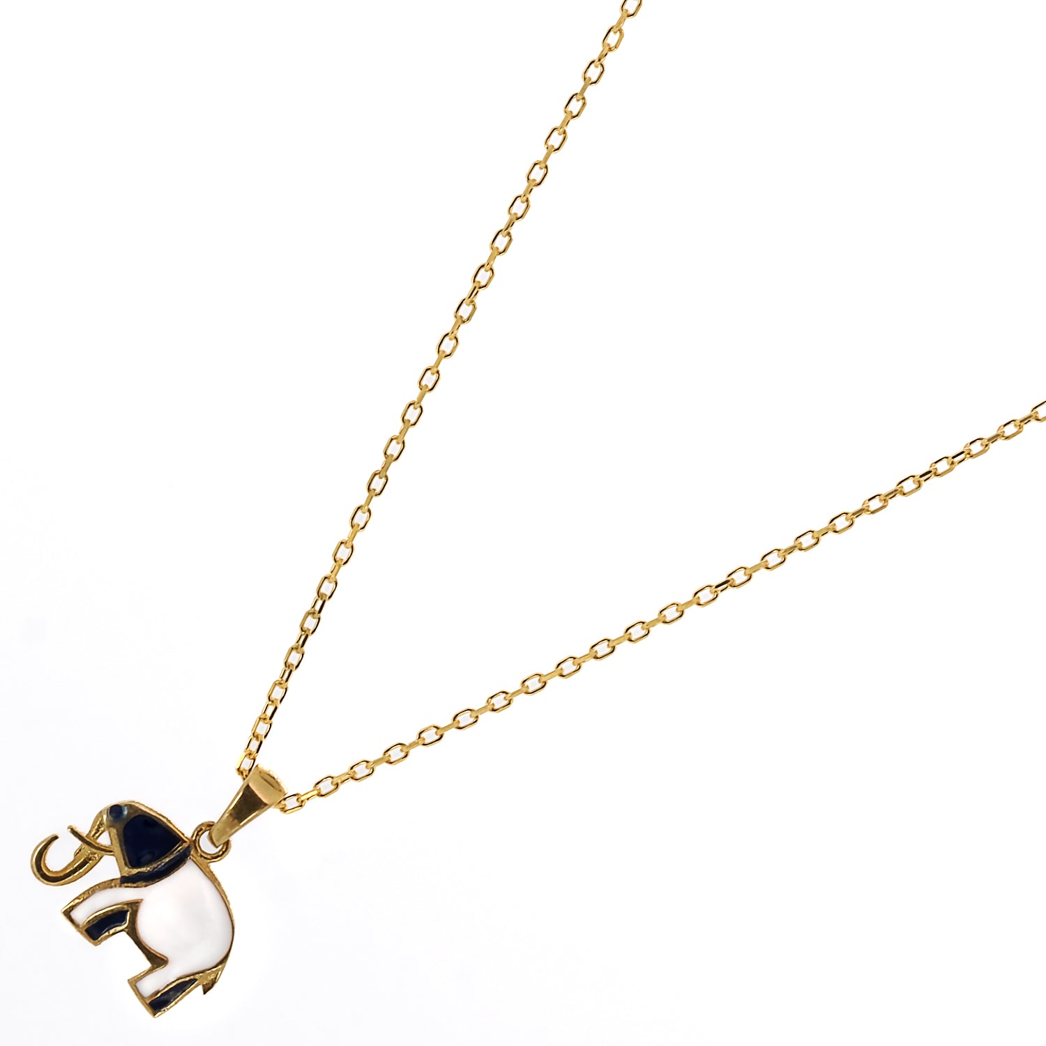 Gold Blue And White Elephant Necklace, a meaningful accessory handcrafted with care and attention to detail.