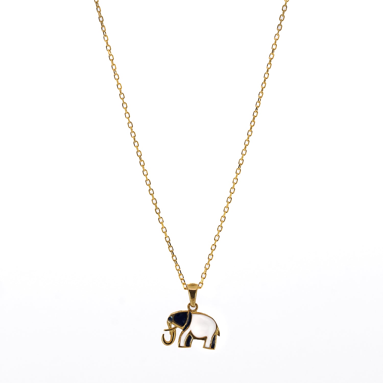 Gold Blue And White Elephant Necklace, a versatile and stylish accessory that can be worn for any occasion.