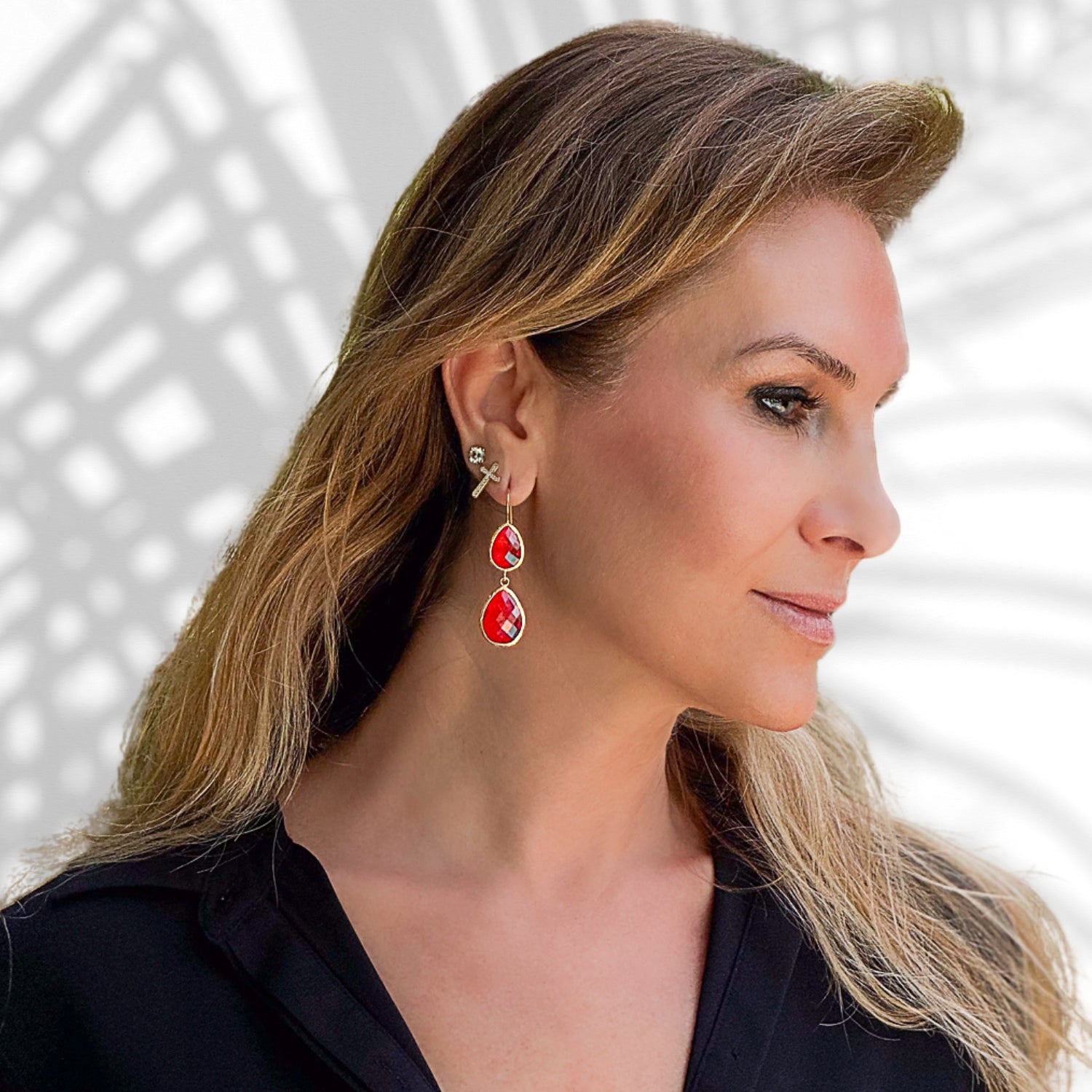 Holiday Glamour: Elevate Your Style with Red Crystal Studded Gold Earrings