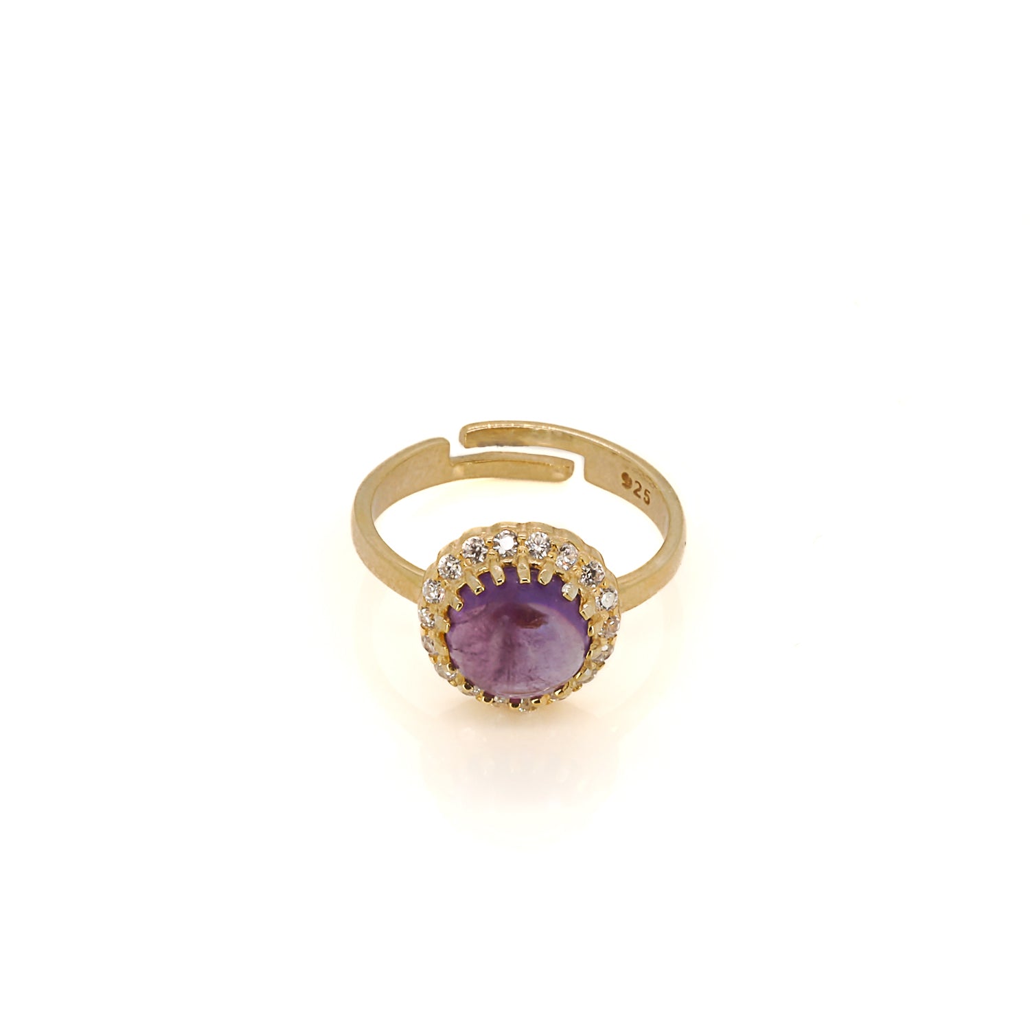 Luxurious Handmade Gold-Plated Amethyst Ring - A Symbol of Tranquility and Inner Strength.