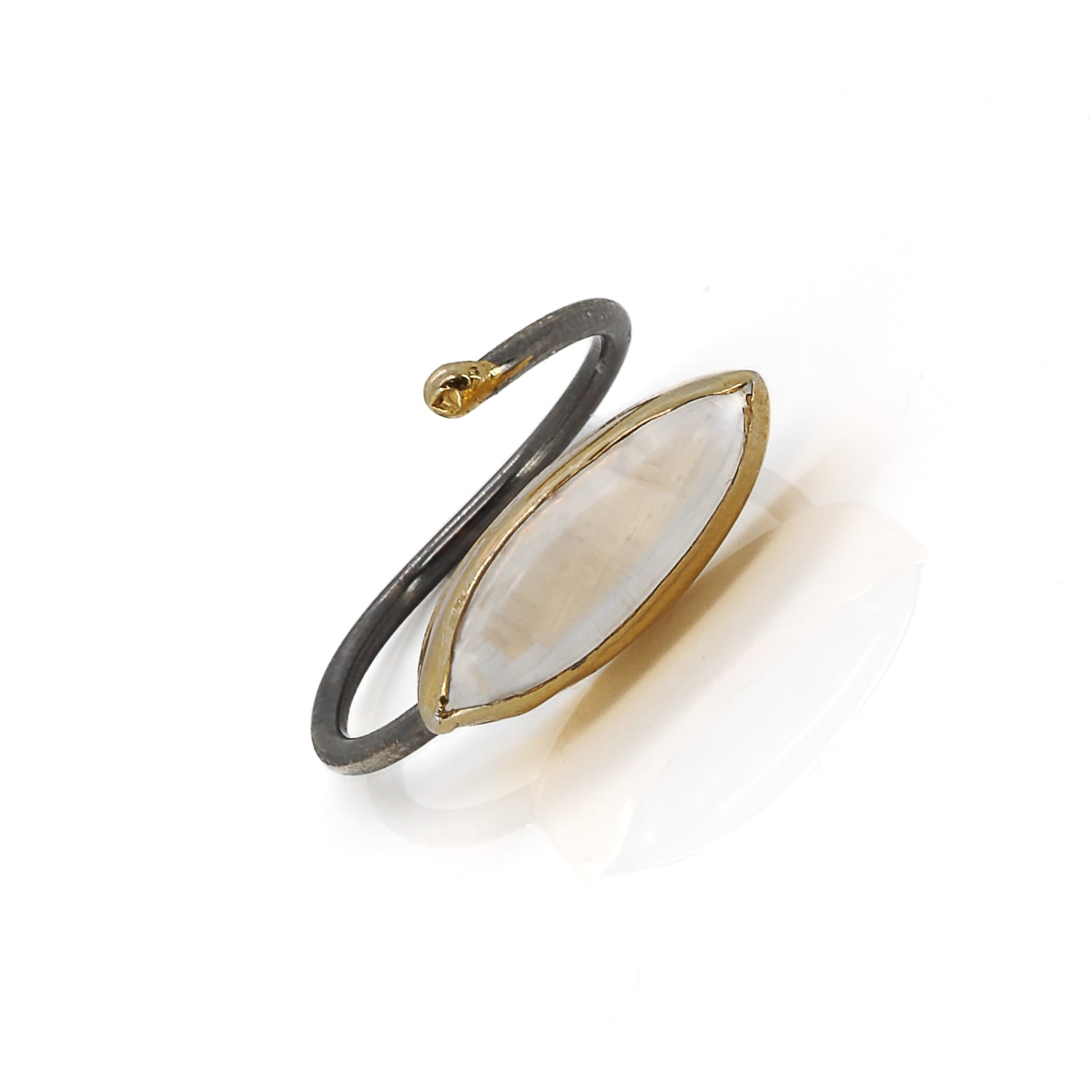 Sterling Silver and Gold Plated Moon Stone Ring - Inner Balance