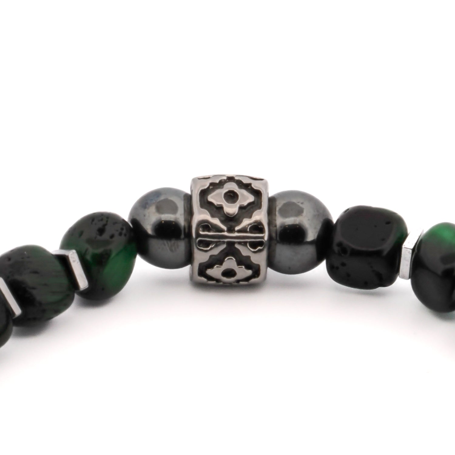 Stylish Green Tiger's Eye Bracelet with a hematite stone Buddha bead, perfect for special occasions or everyday wear