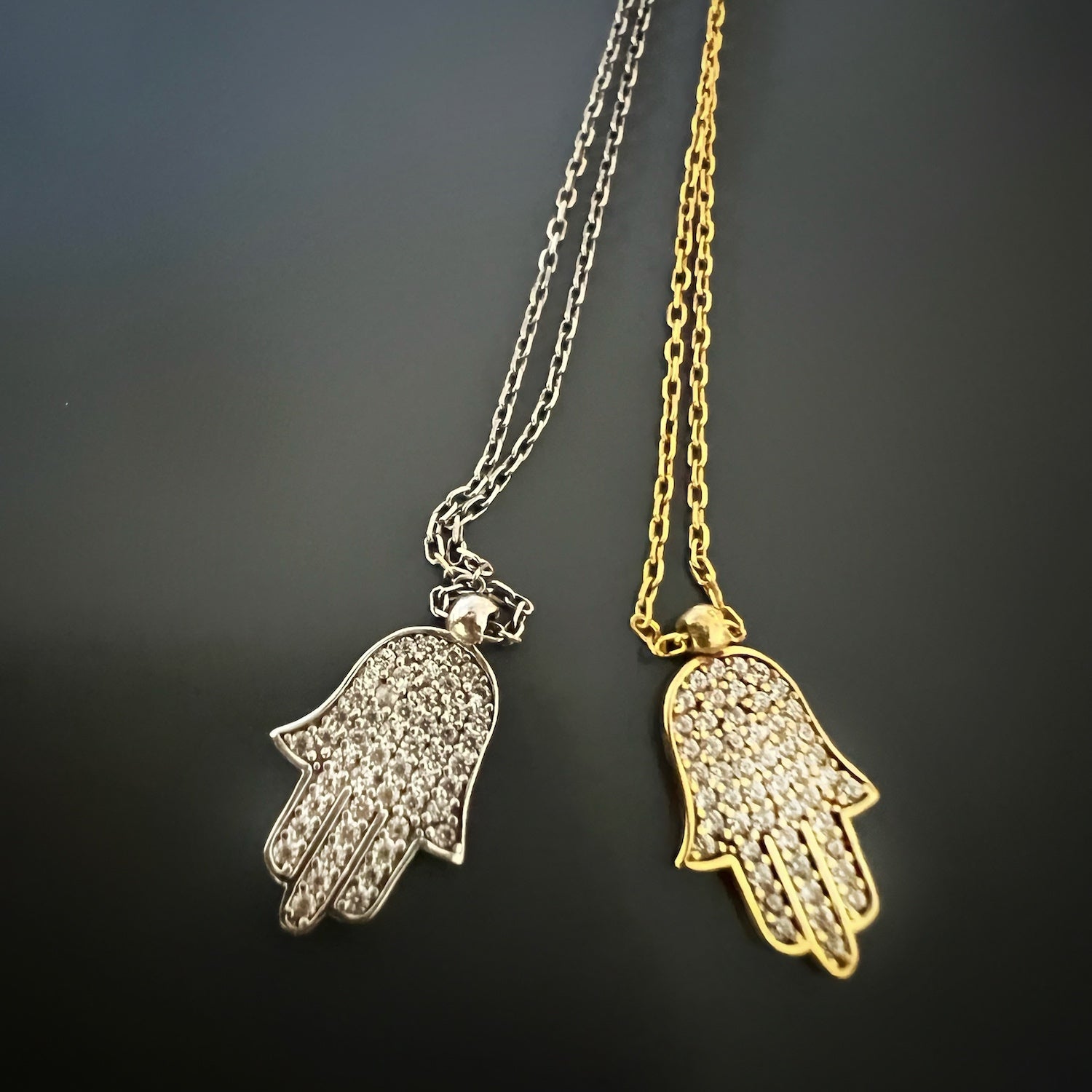 Hamsa Talisman Necklace with Zircon Stone - Enhance your style with this elegant necklace featuring a Hamsa talisman pendant and a dazzling zircon stone.