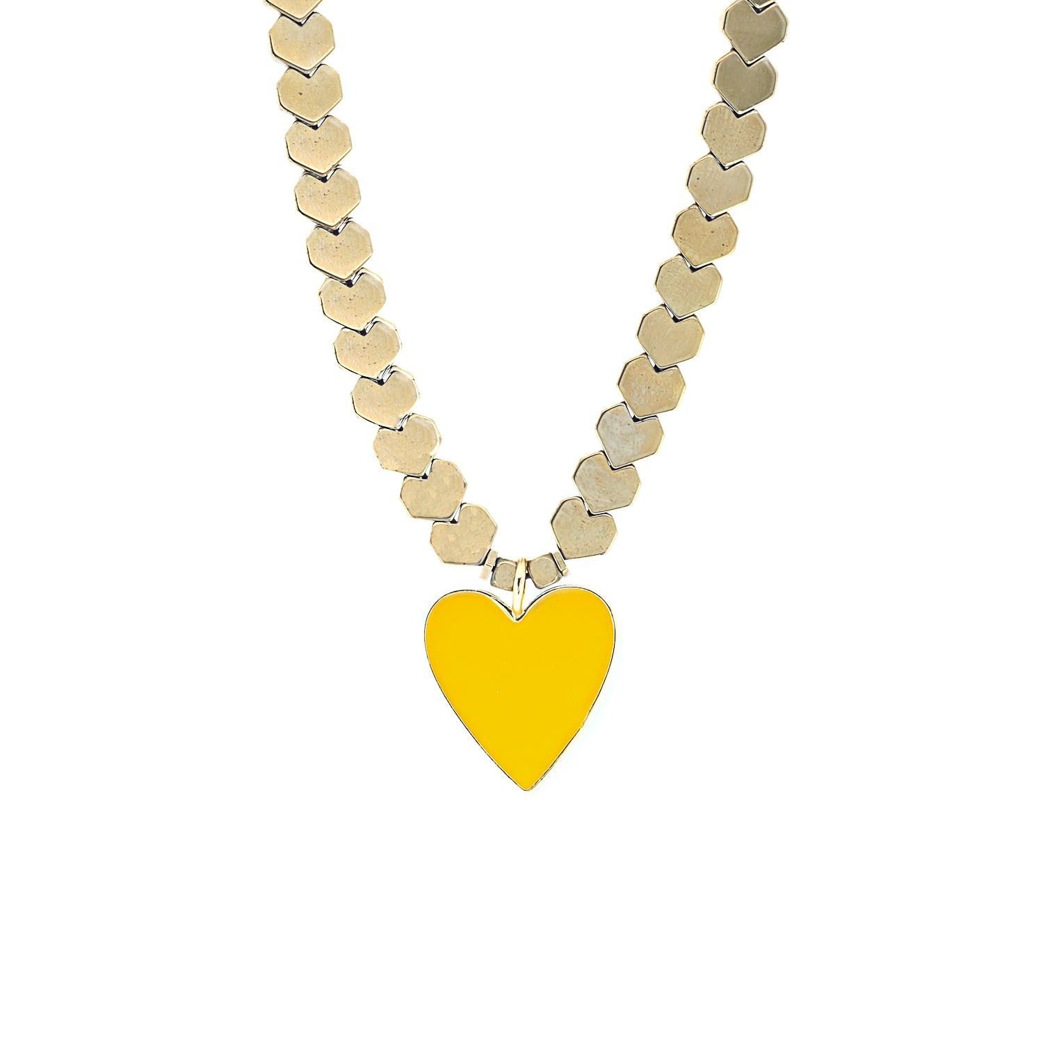 Heart-Shaped Hematite Beads - Gold-colored beads radiating strength and warmth.
