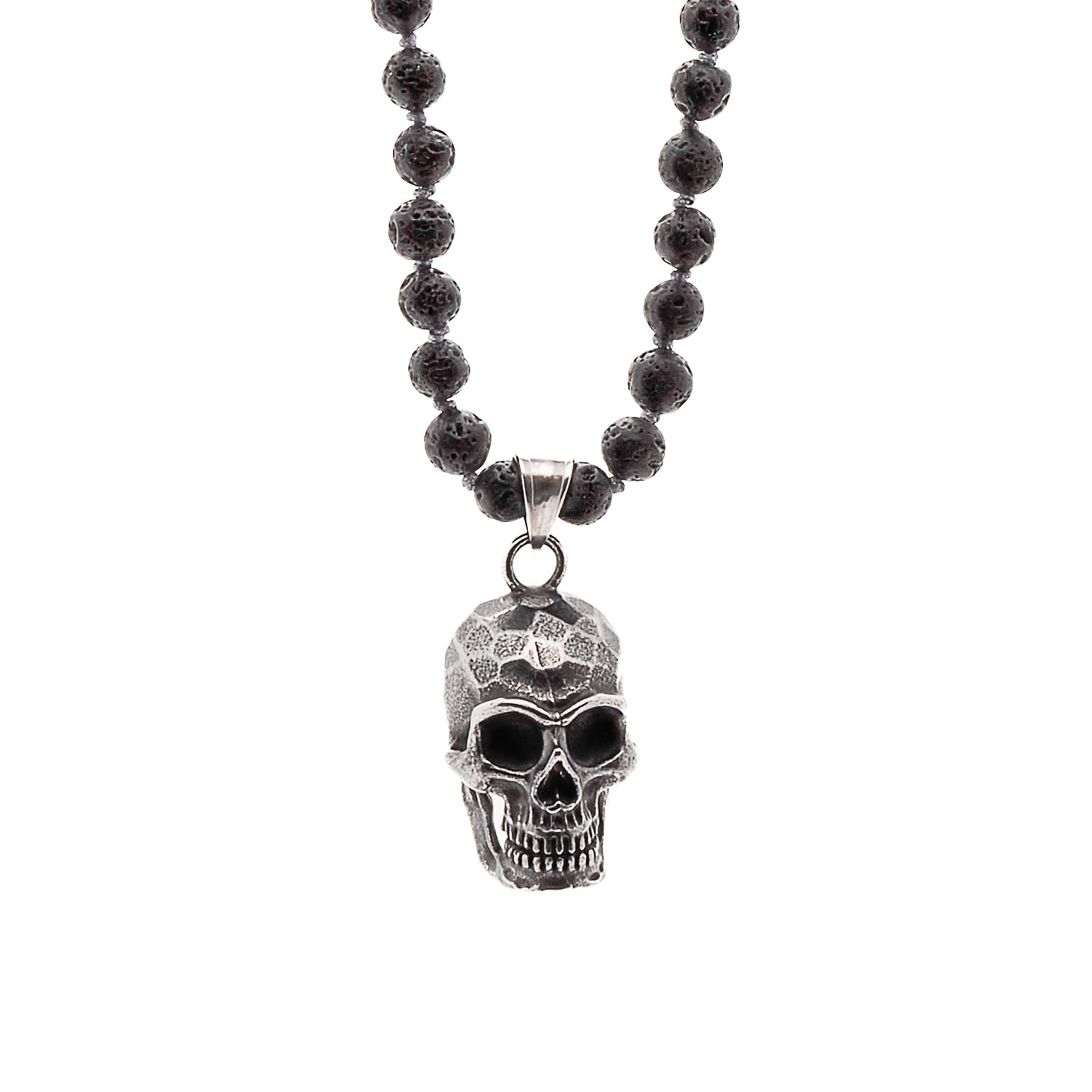 Inner Power Skull Black Men Beaded Necklace