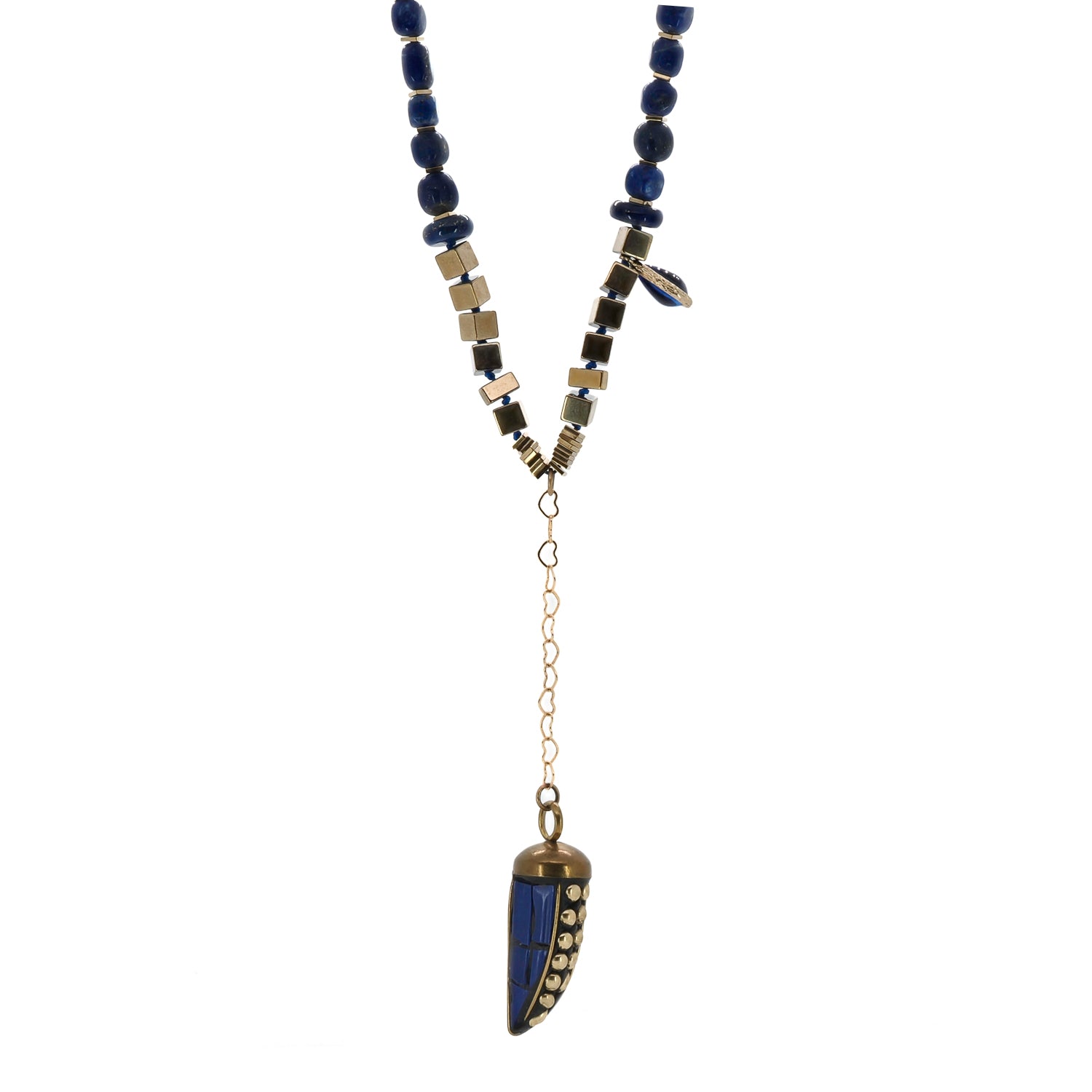 Exquisite Lapis Lazuli and Gold Hematite Beads