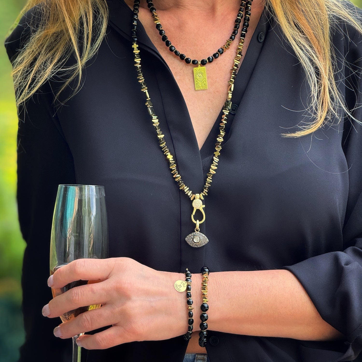 Wearable Positivity: Elegant Black Onyx Bracelet Set for Everyday Inspiration