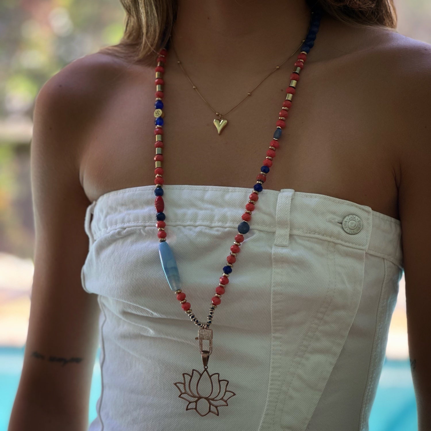Lotus Flower Mandala Beaded Necklace