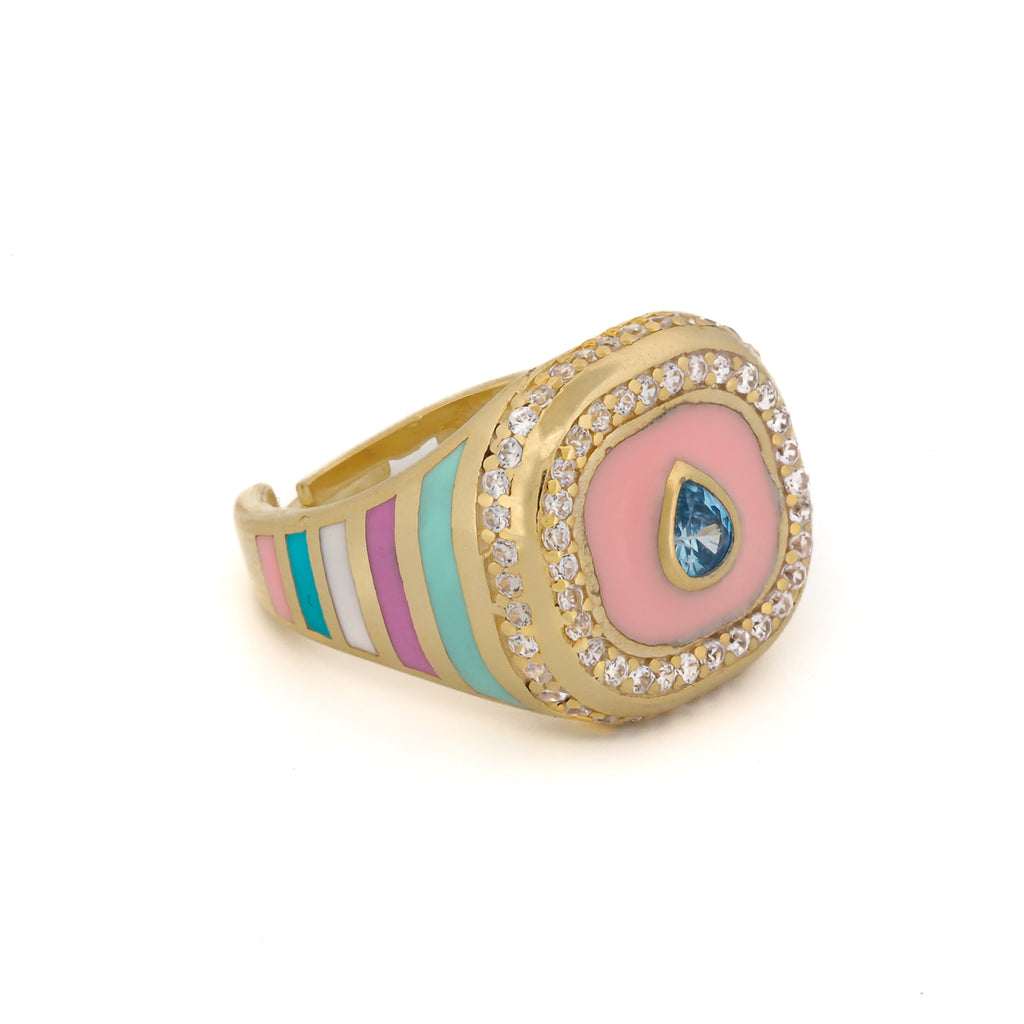 Spring Color Ring Love Pastel Colors Diamond & Gold Spring Statement Ring | Ebru Jewelry