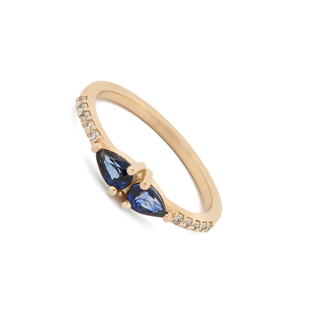 Loyalty Sapphire & Diamond Solid Gold Ring | Ebru Jewelry