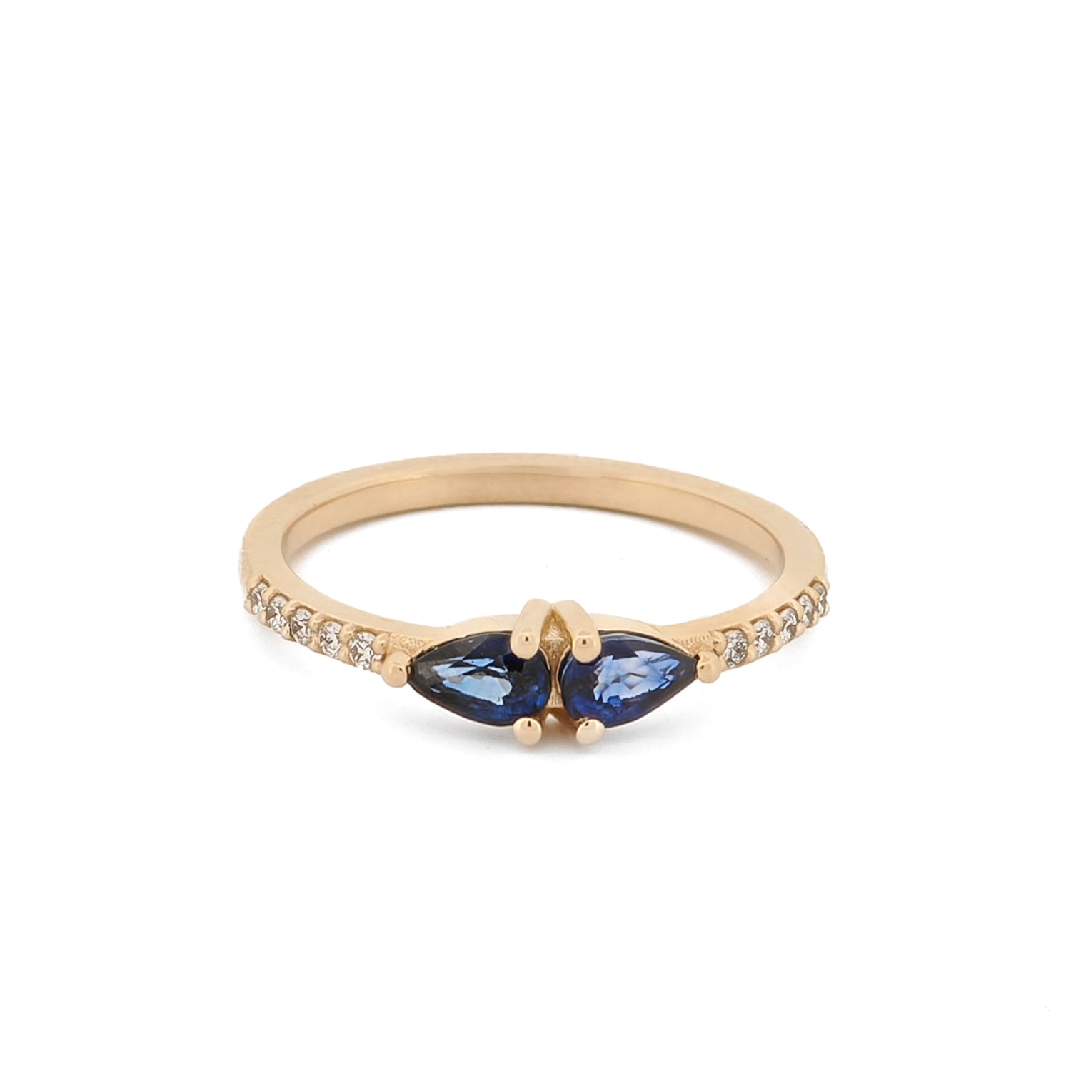 14K Yellow Gold Ring with Sapphire Gemstones and Diamonds for Timeless Elegance and Meaning
