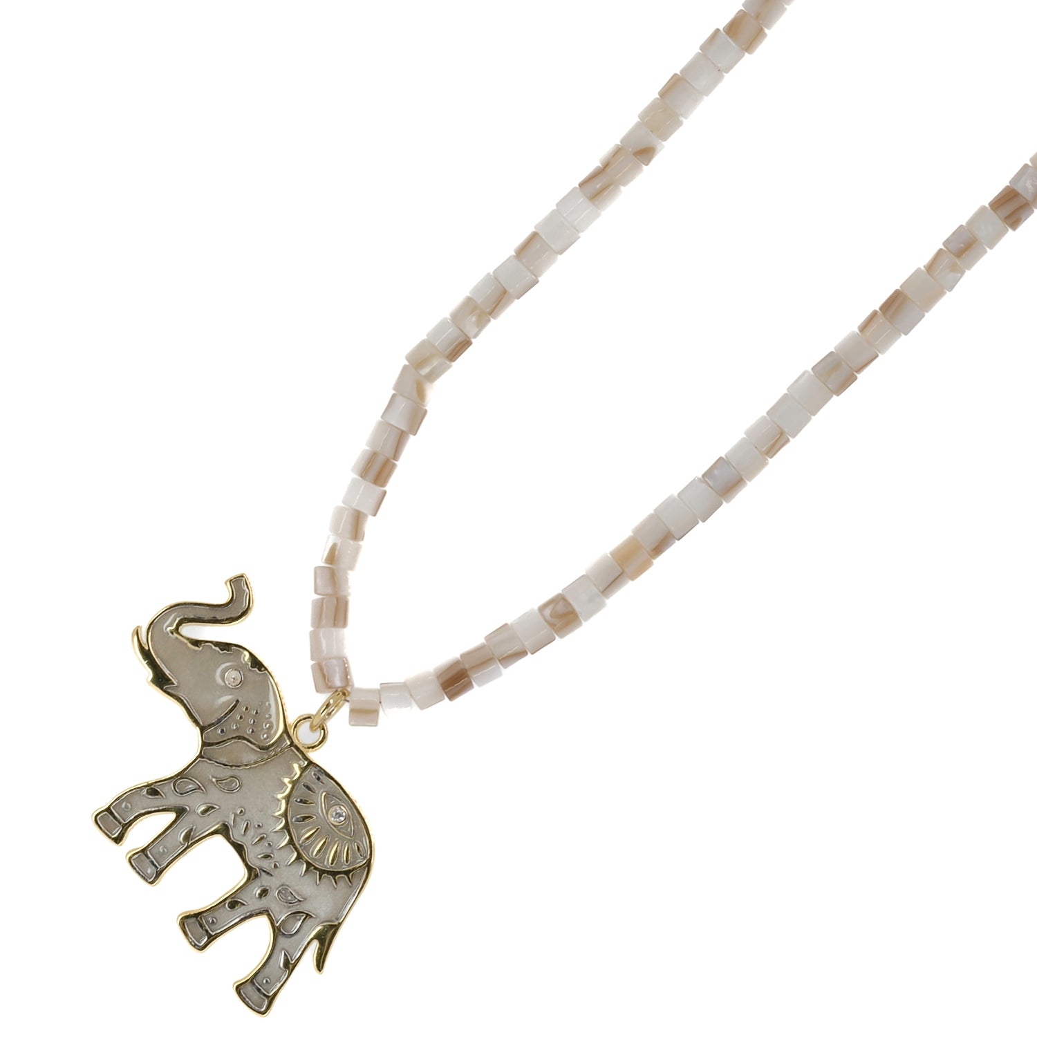 Luck &amp; Prosperity Elephant White Pearl Choker Necklace