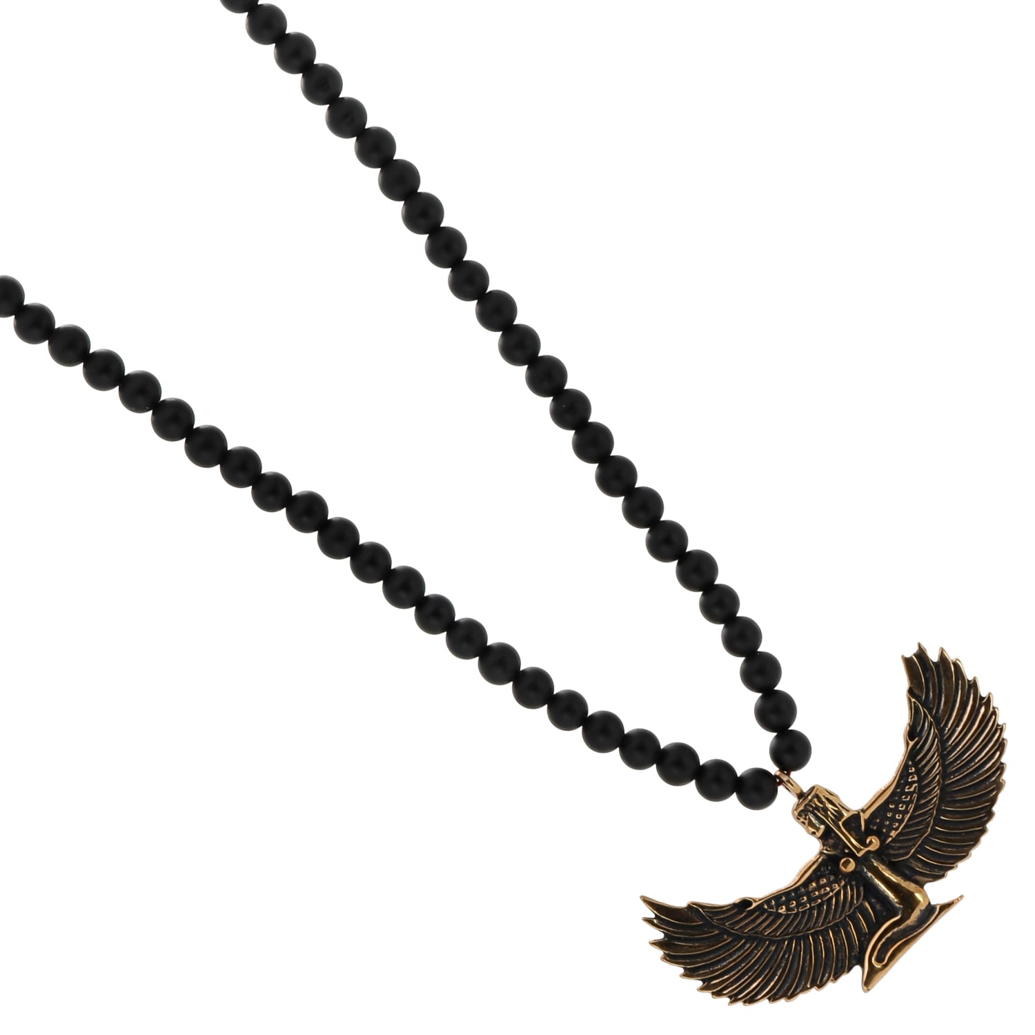 Spiritual Necklace with Isis Pendant and Black Onyx