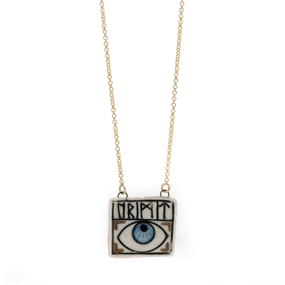 Magical Rune Symbol & Evil Eye Pendant Necklace | Ebru Jewelry