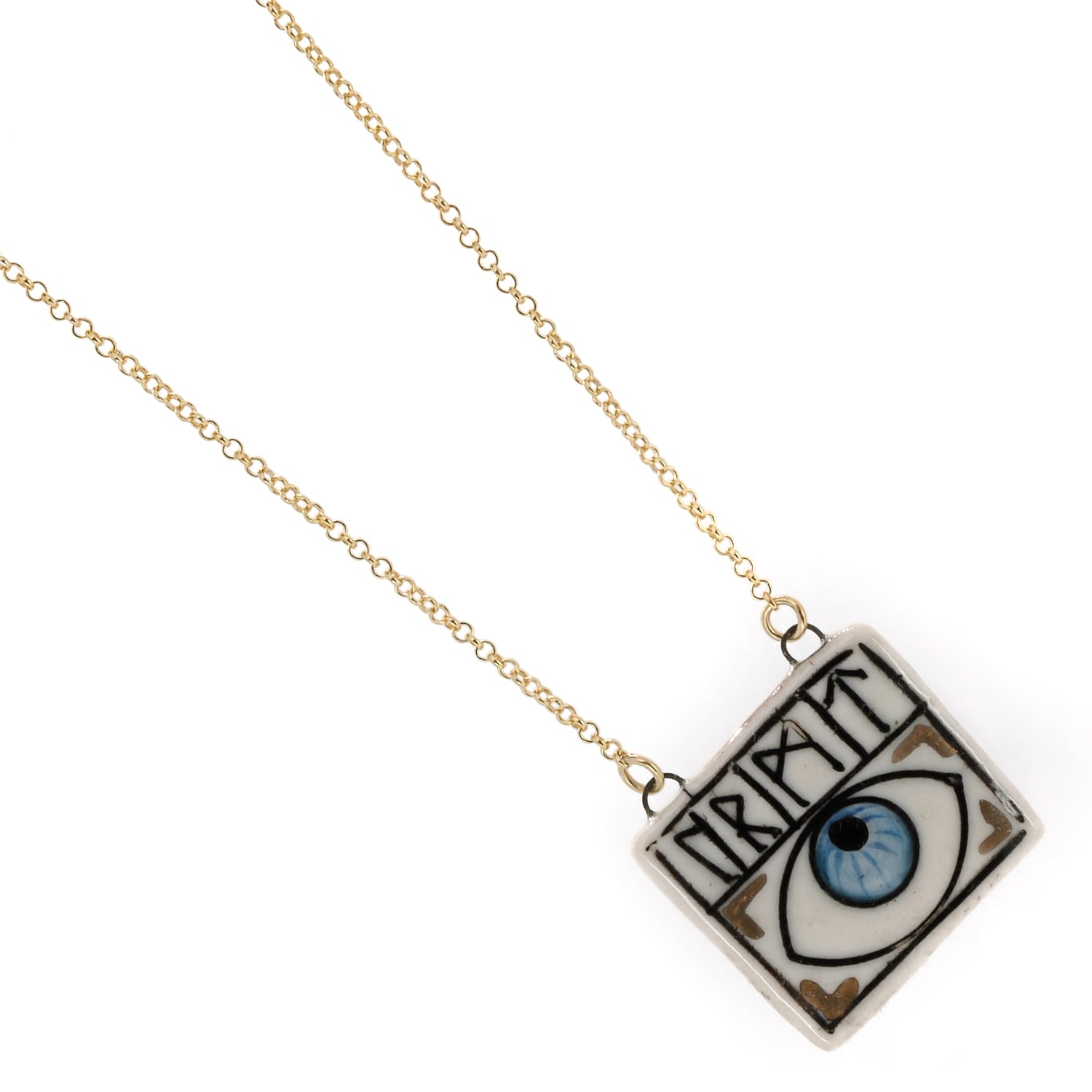 Magical Norse Runes Symbol Necklace with Sterling Silver and Gold Plated Chain