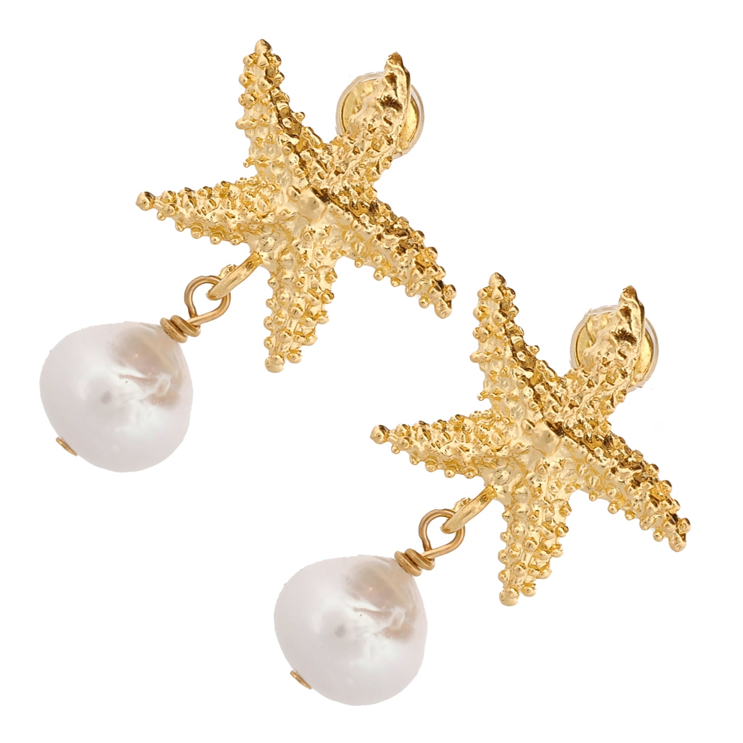Elegant Starfish and Pearl Dangle Earrings