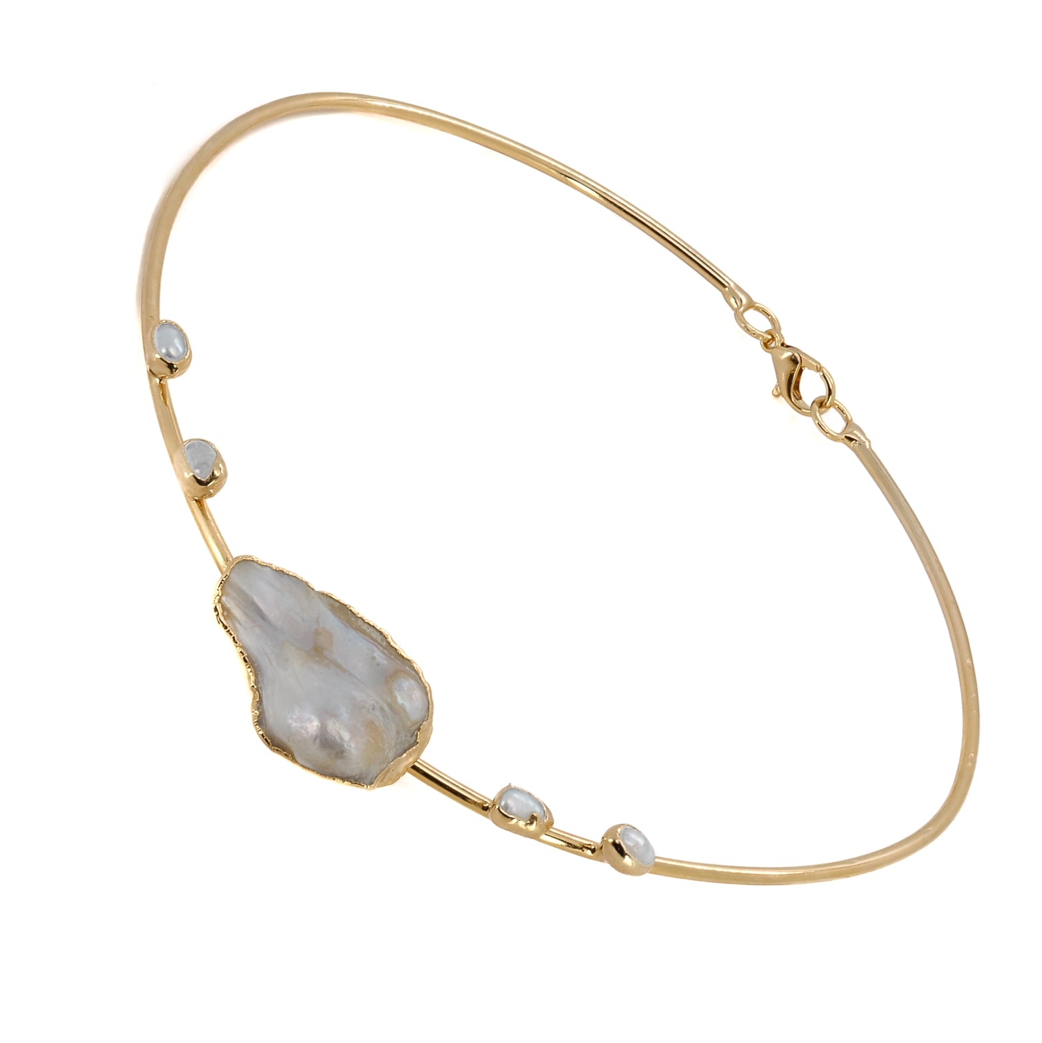 Handcrafted Majestic Pearl &amp; Gold Necklace