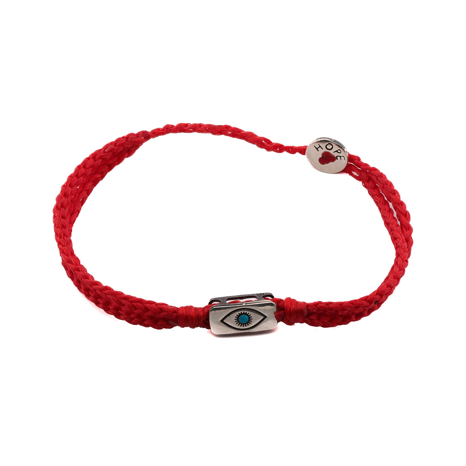 Handcrafted Men's Evil Eye Charm Bracelet with Sterling Silver and Red Rope