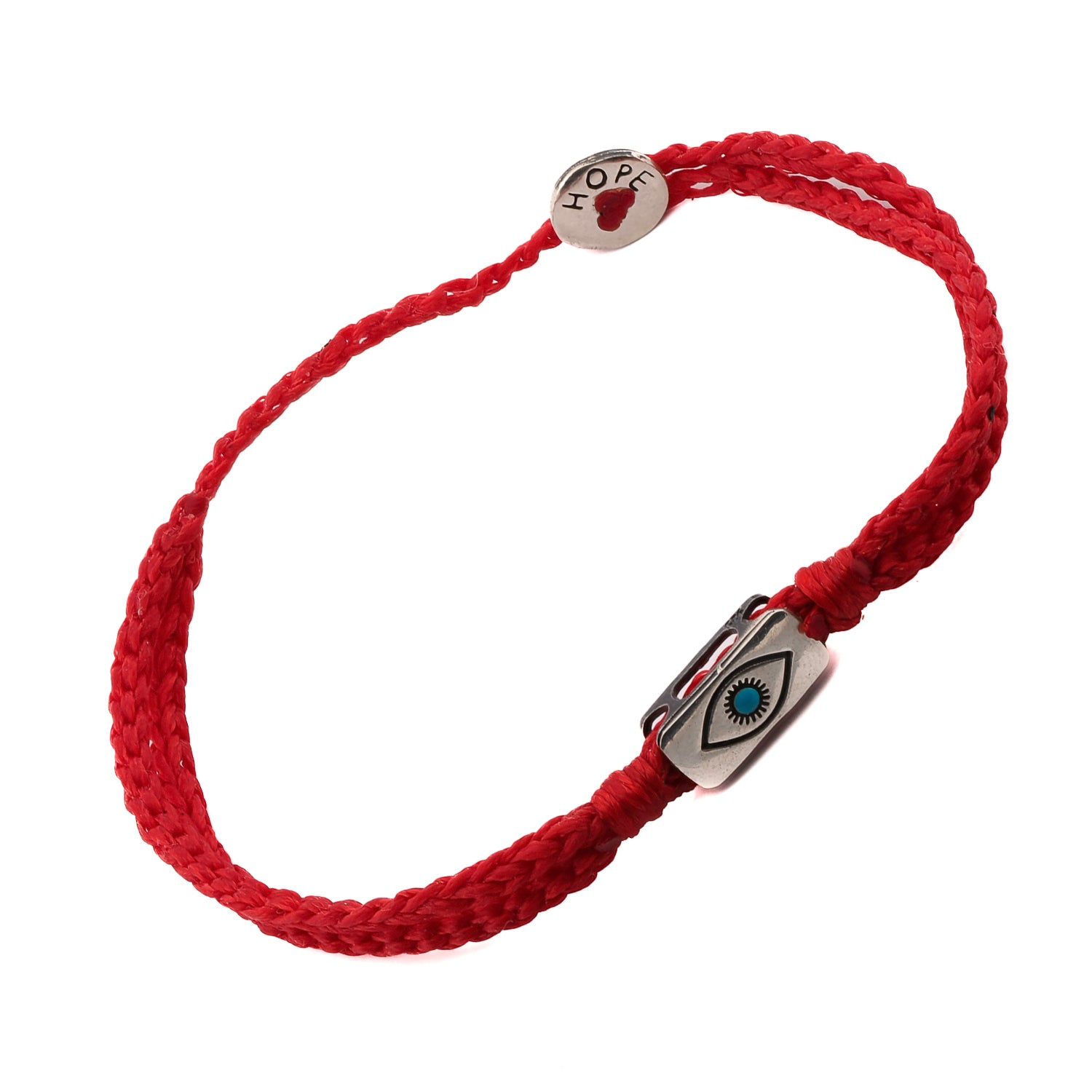 Men's Protective Evil Eye Bracelet with Sterling Silver Charm and Red Rope