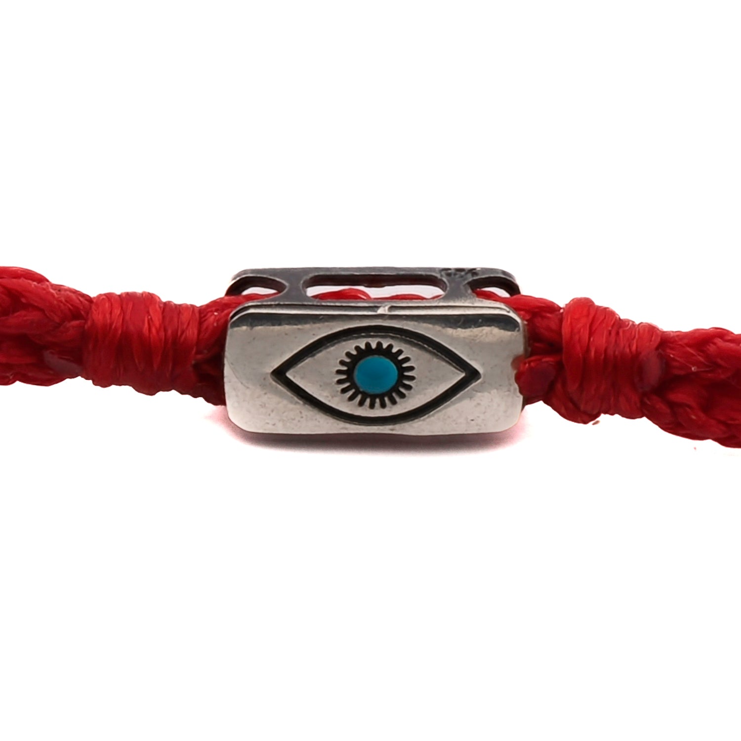 Unique Men's Evil Eye Charm Bracelet, Sterling Silver and Red Rope