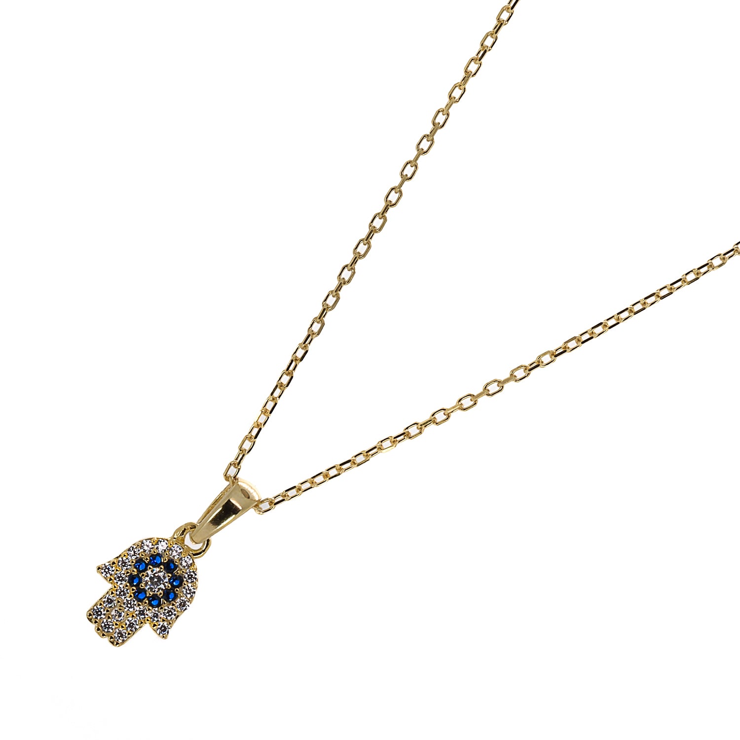 Hamsa Hand Pendant Necklace - Ancient Symbol of Protection and Blessings.