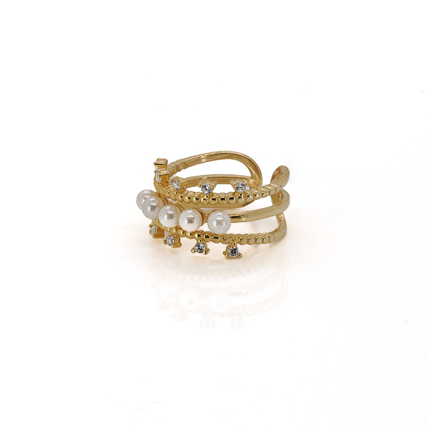Mira Pearl Ring - Sterling Silver and 18K Gold Plated