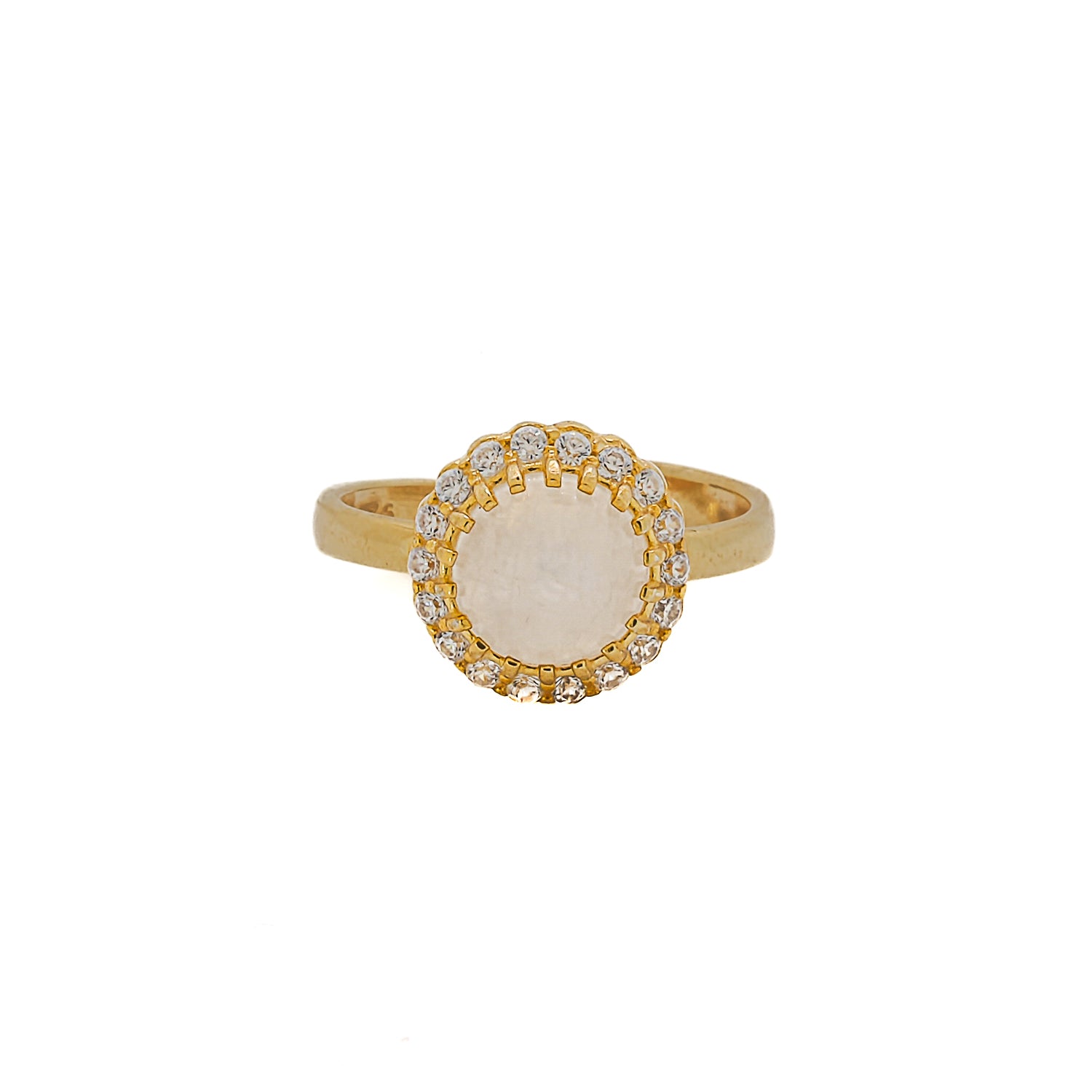 Stylish Moon Gemstone Gold & Diamond Statement Ring for Women