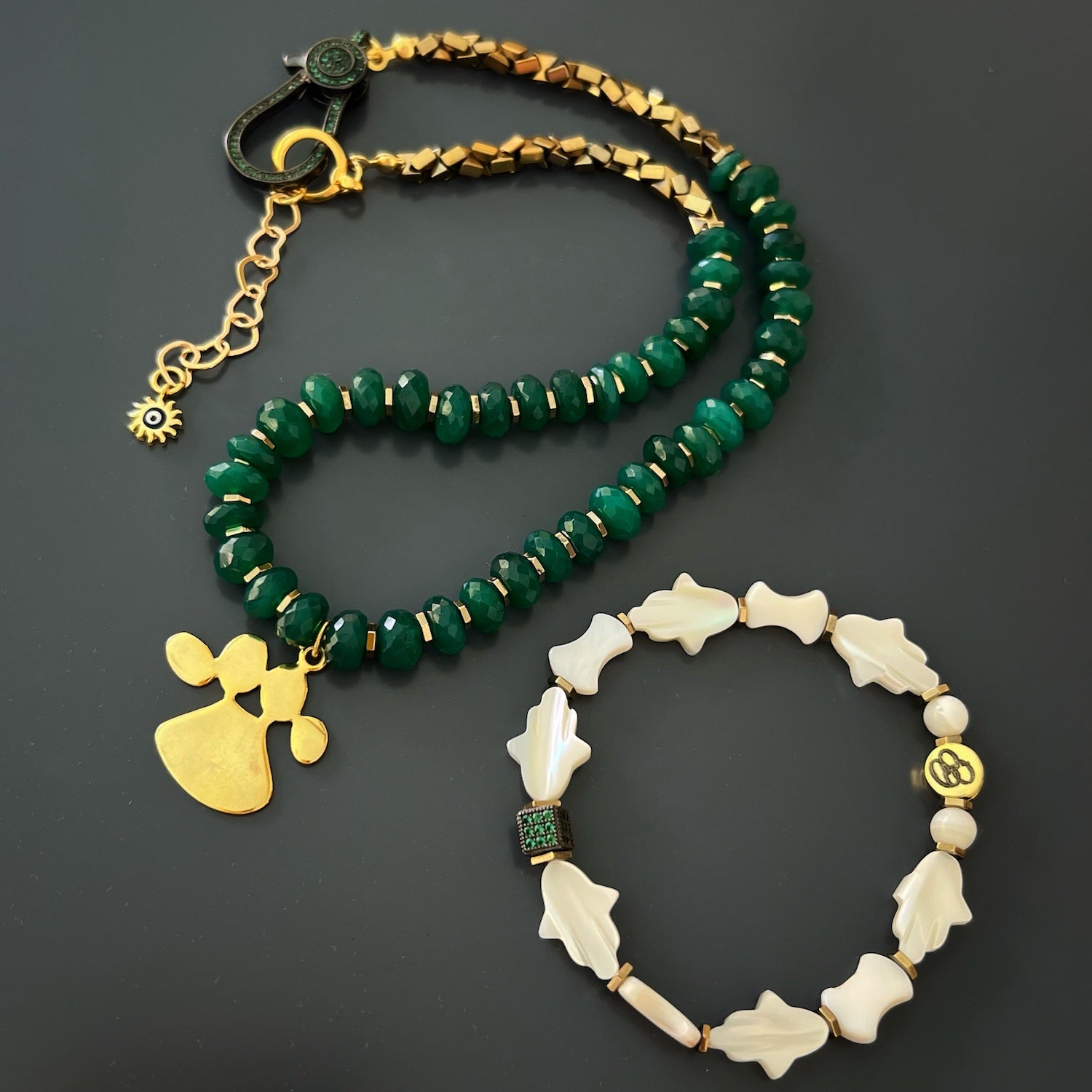 The Mother and Daughter Jade Necklace, embodying the precious bond between a mother and her daughter, symbolized by the exquisite pendant and jade beads.