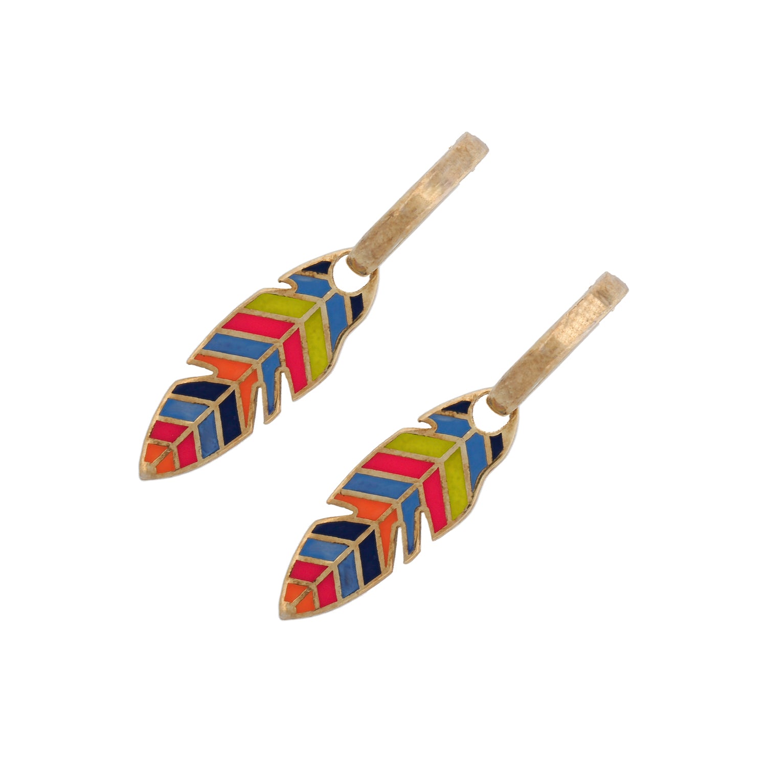 Multicolor Enamel Leaves Hoop Earrings