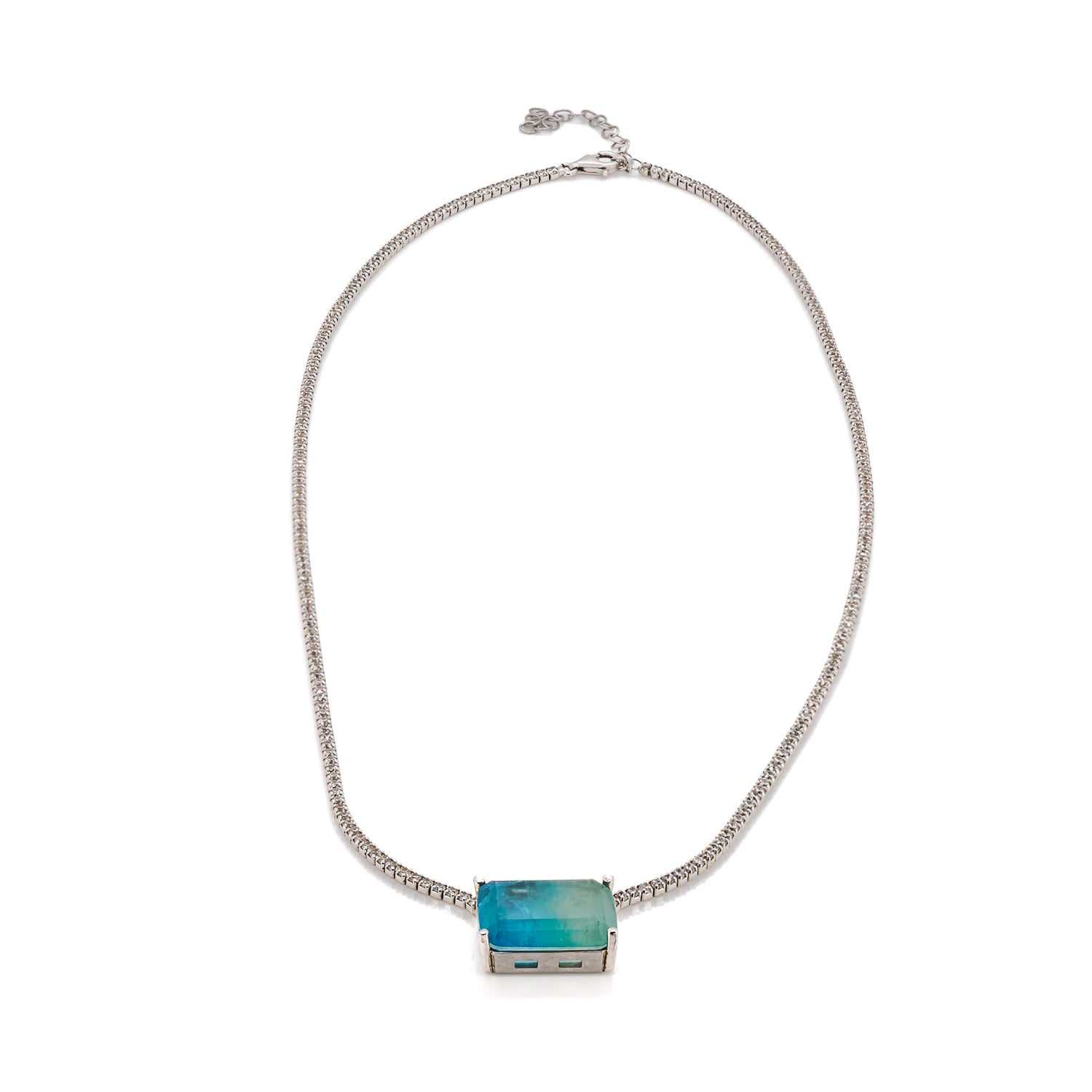 Paraiba Tourmaline Diamond Chain Happy Necklace