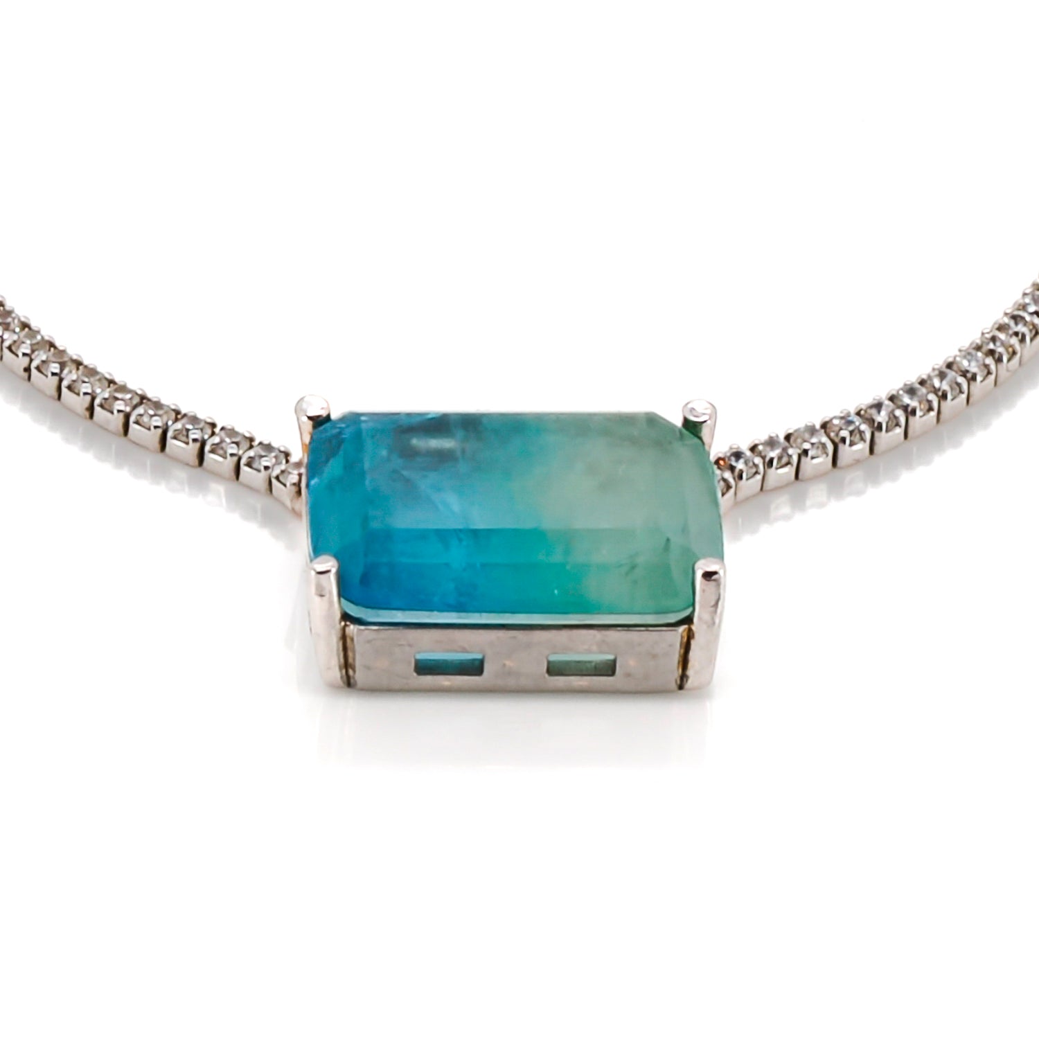 Paraiba Tourmaline Diamond Chain Happy Necklace