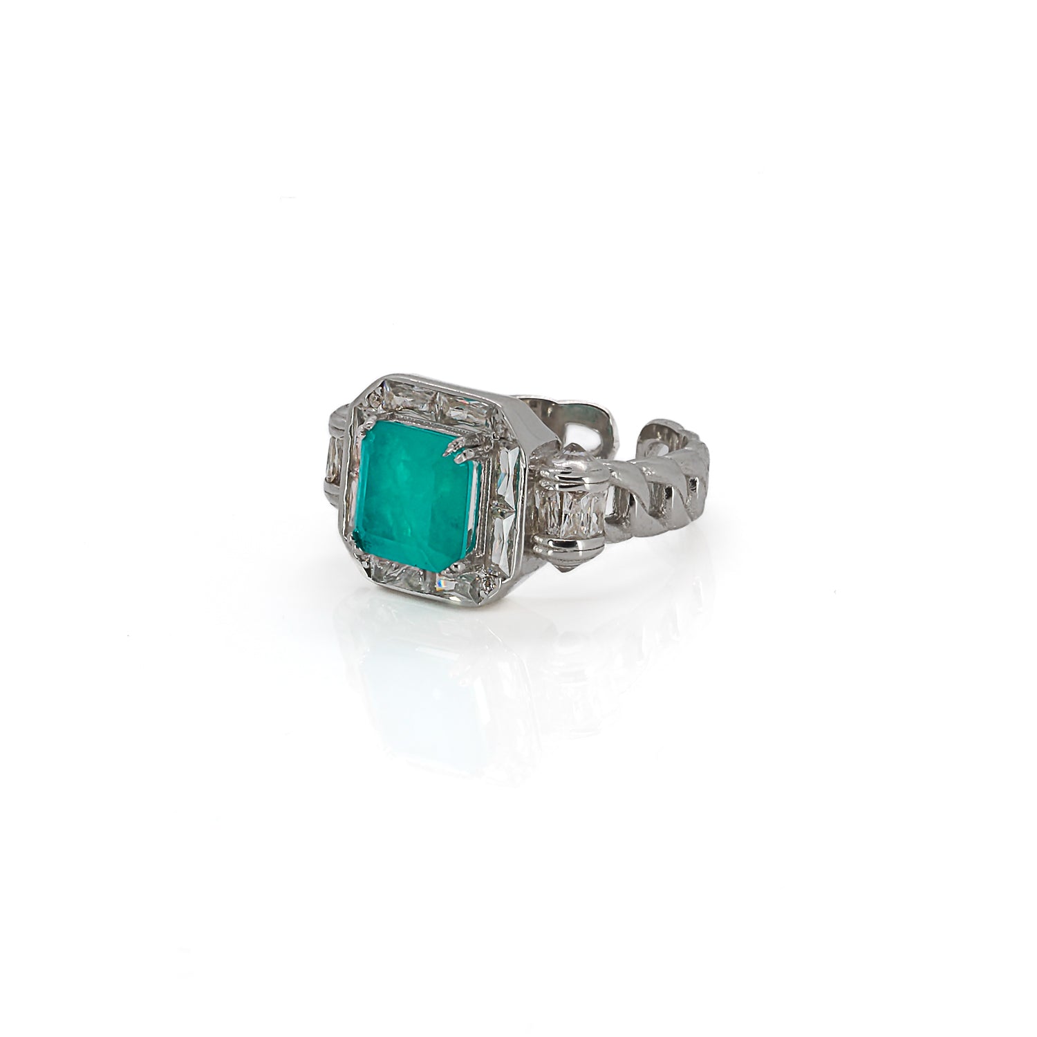 Handmade Sterling Silver Ring with Gemstones - Refined Opulence