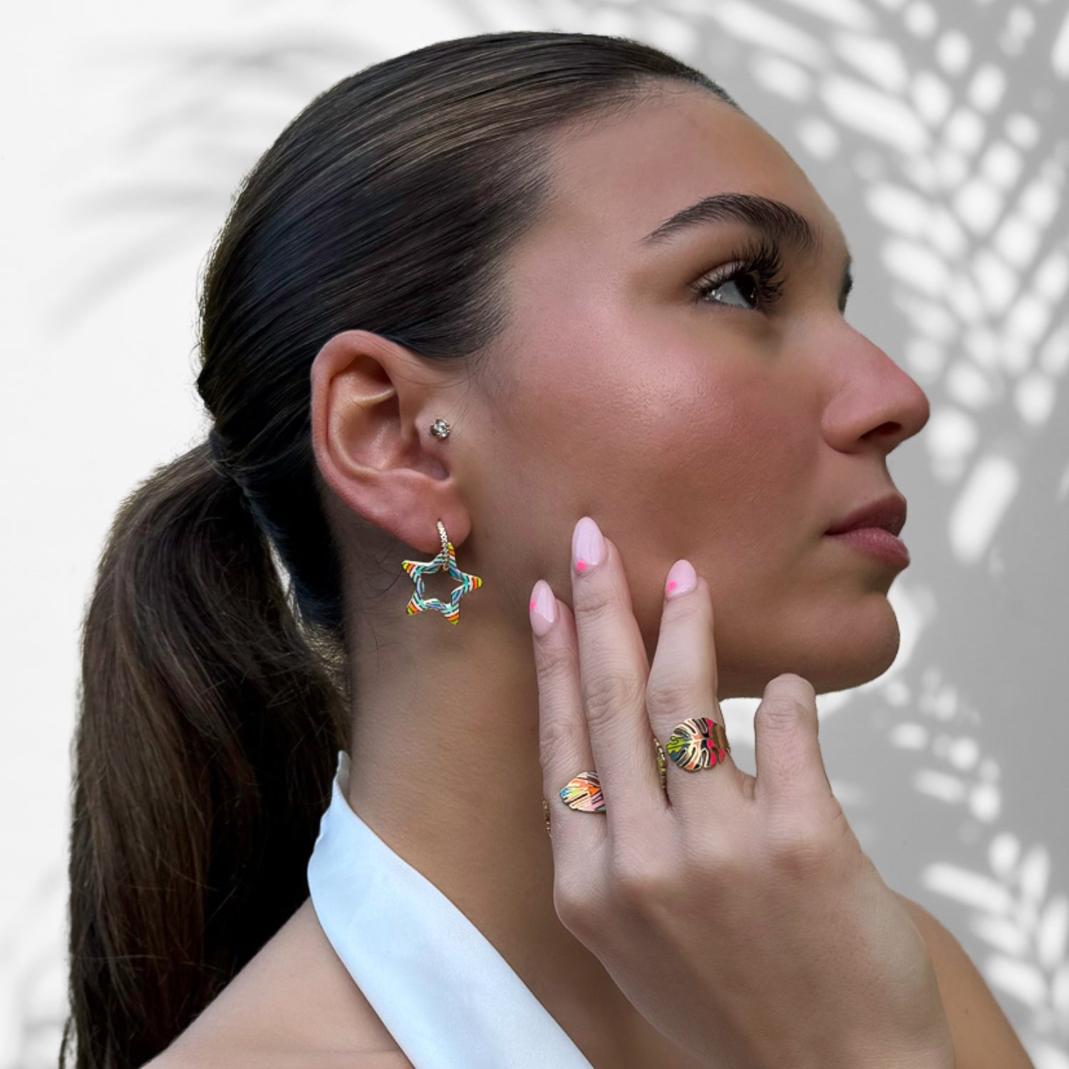 Reflect your personality: Model showcasing the vibrant Pastel Colors Earrings