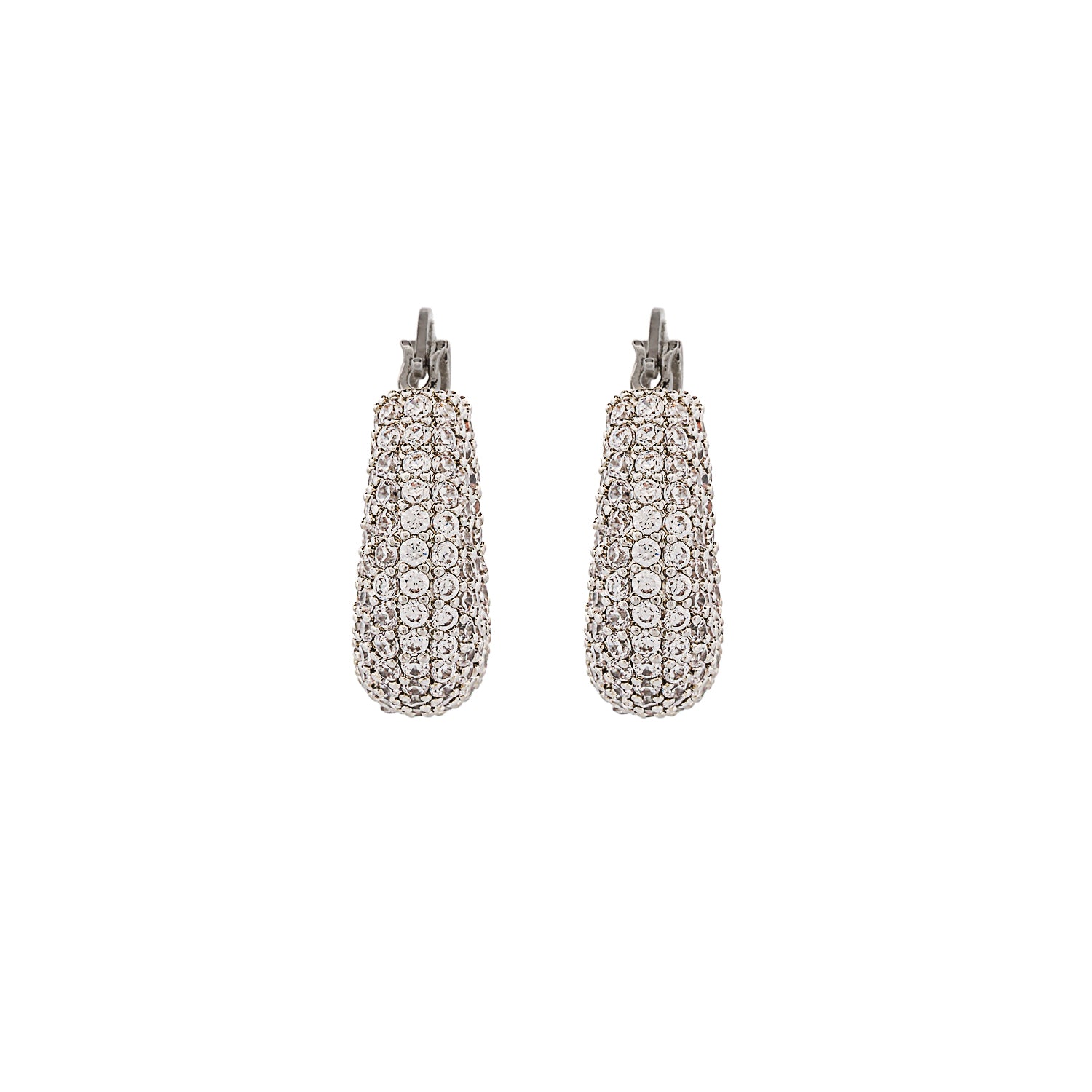 Pave Diamond Silver Sparkly Earrings