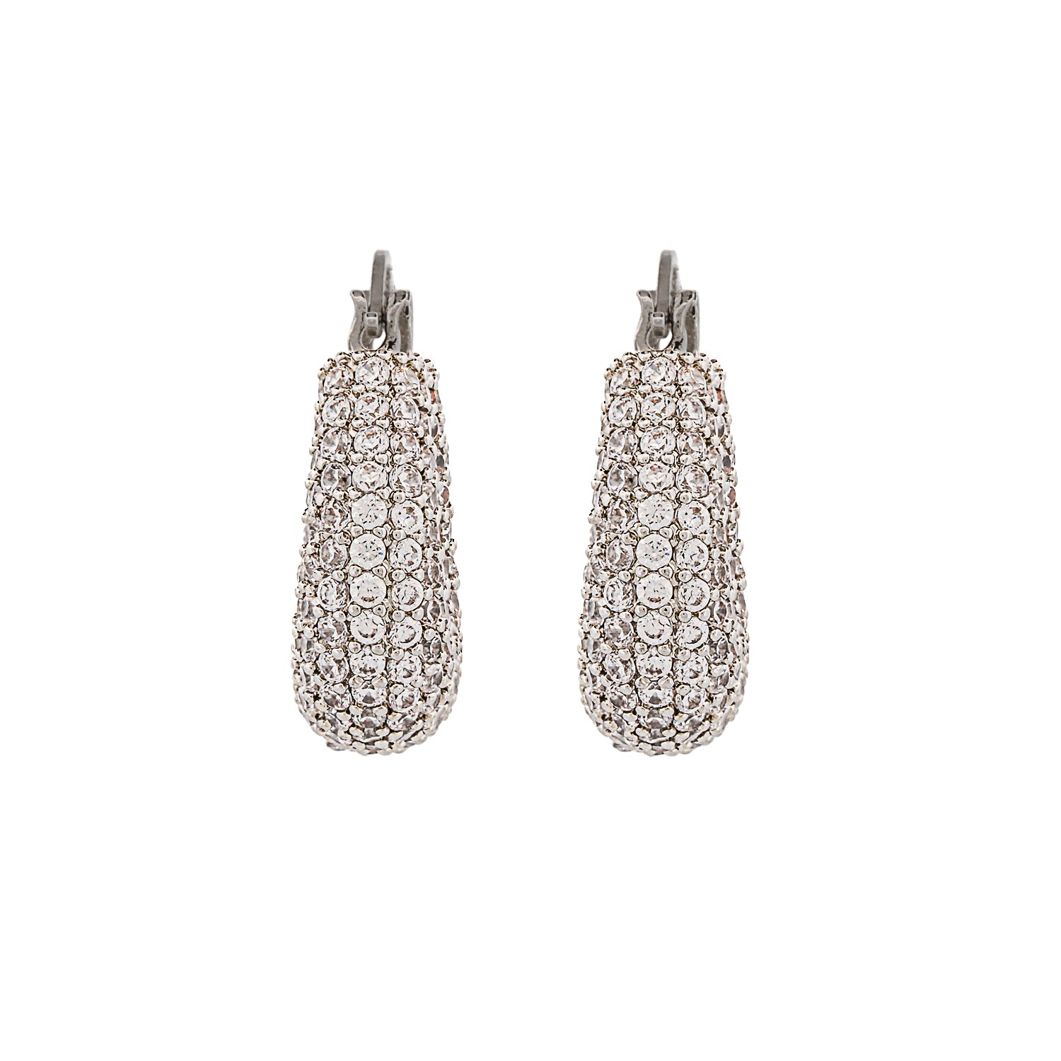 Pave Diamond Silver Sparkly Earrings