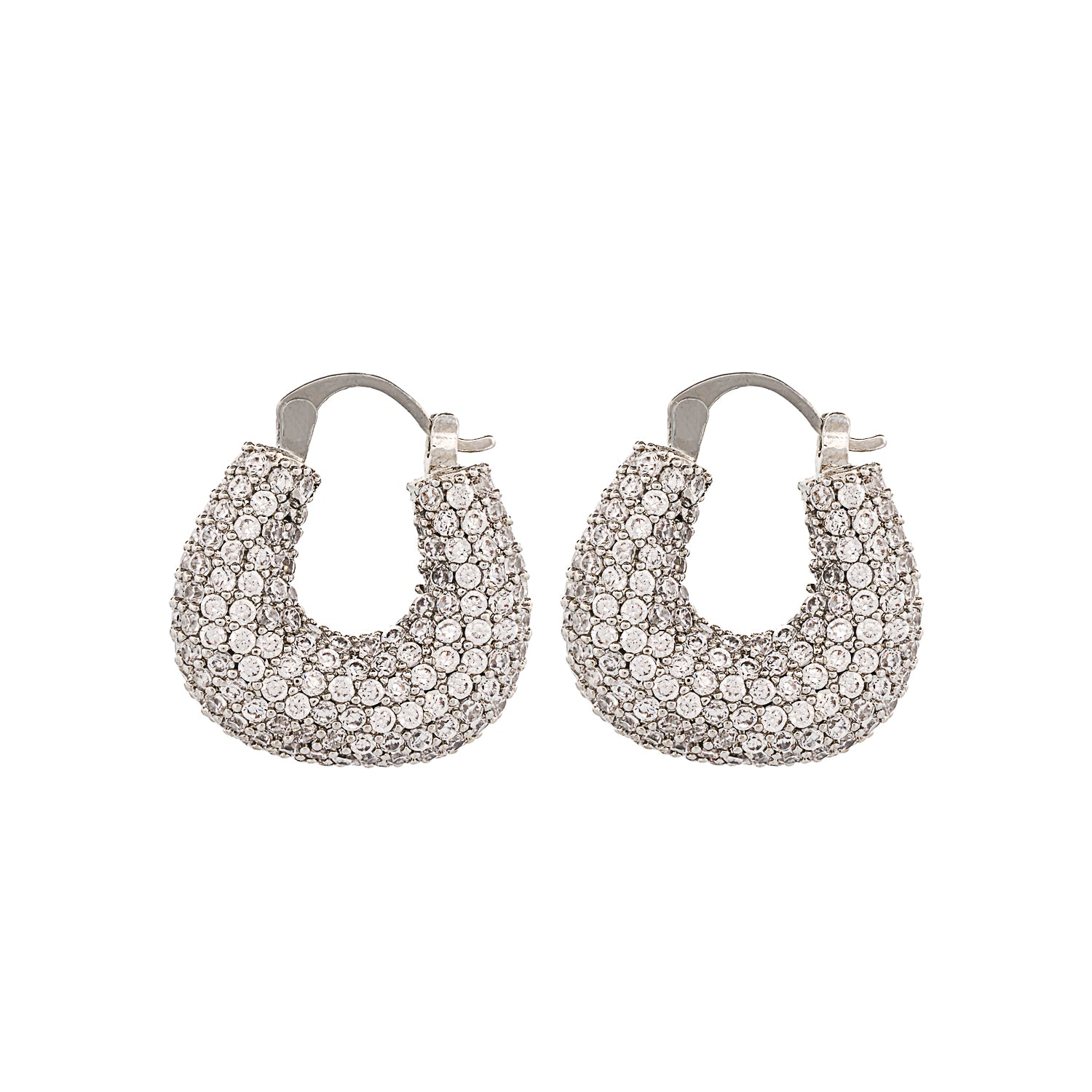 Pave Diamond Silver Sparkly Earrings