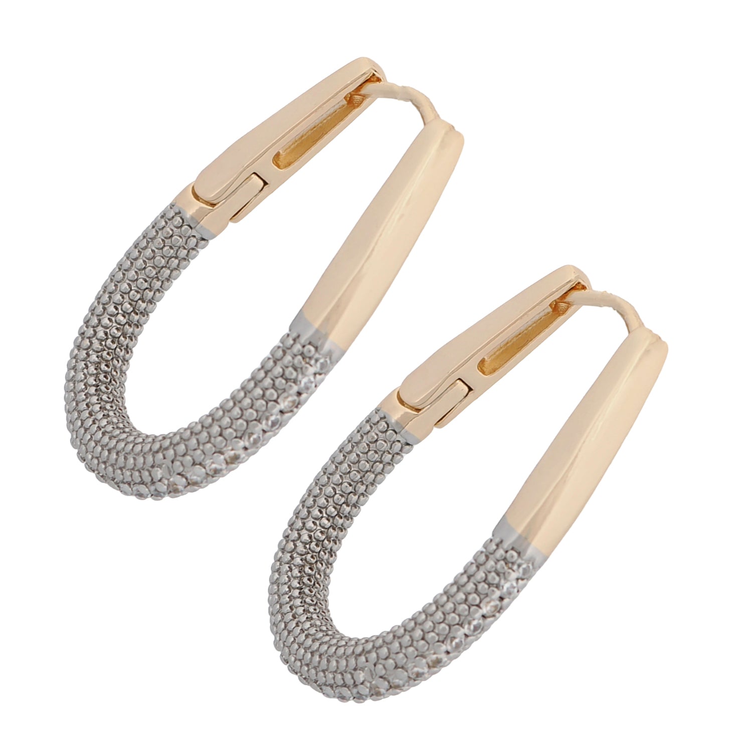 Pave Diamonds Gold Hoop Earrings