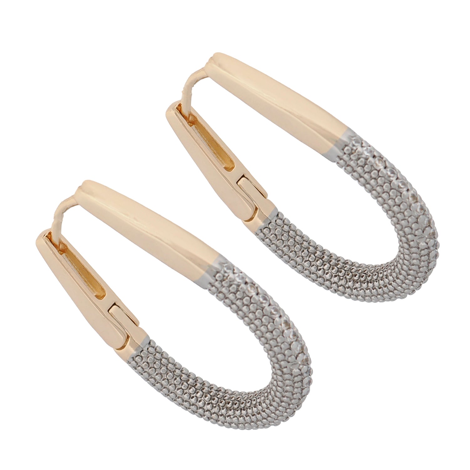 Pave Diamonds Gold Hoop Earrings