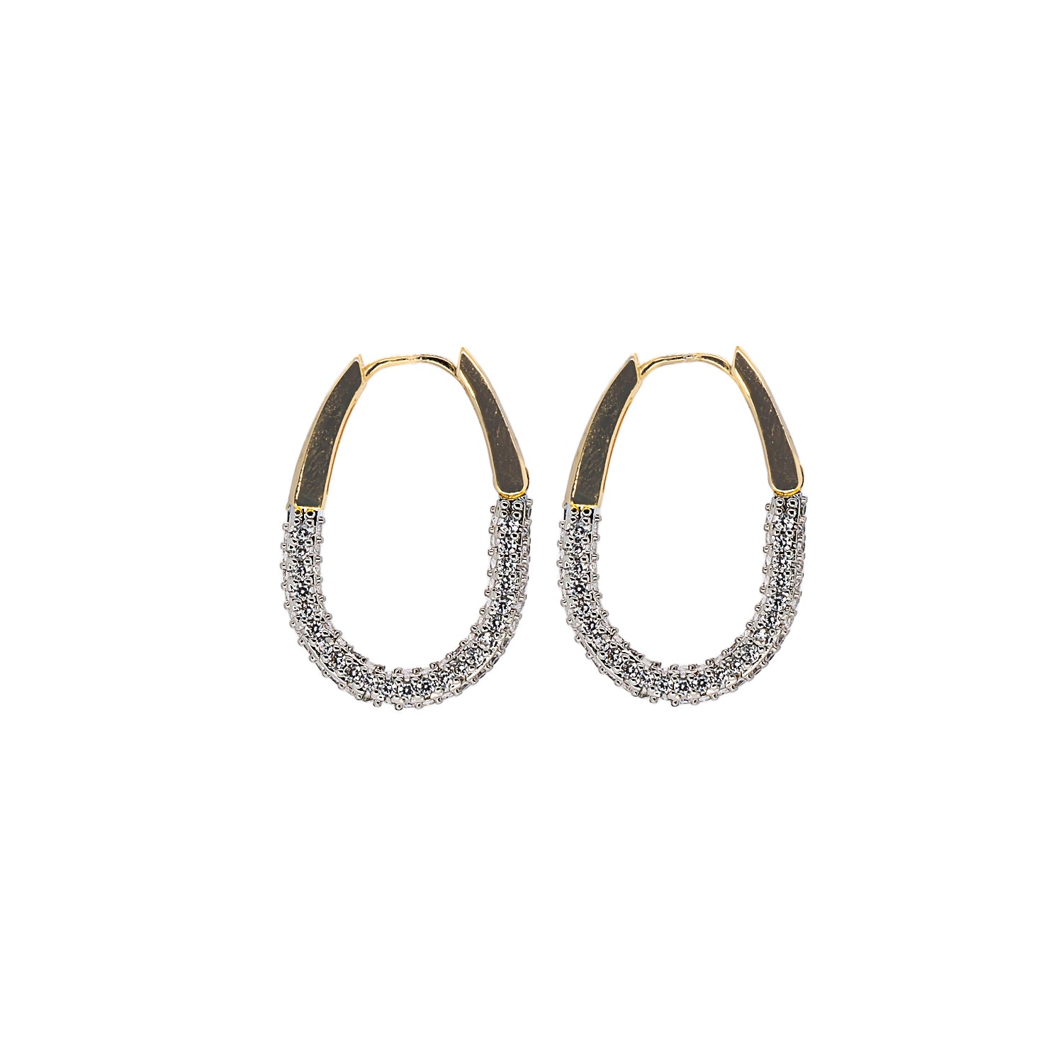 Pave Diamonds Gold Hoop Earrings