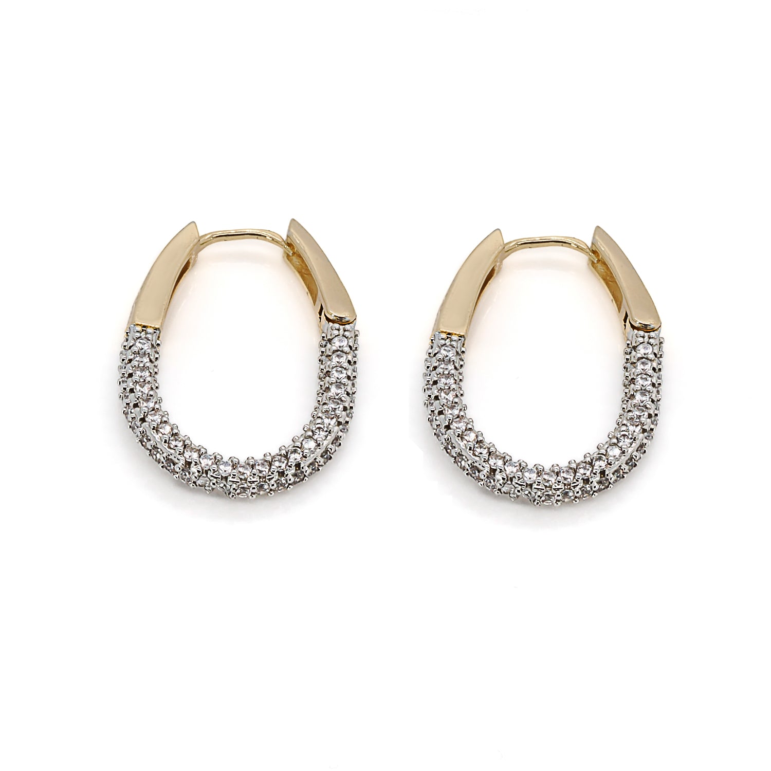 Pave Diamonds Gold Hoop Earrings