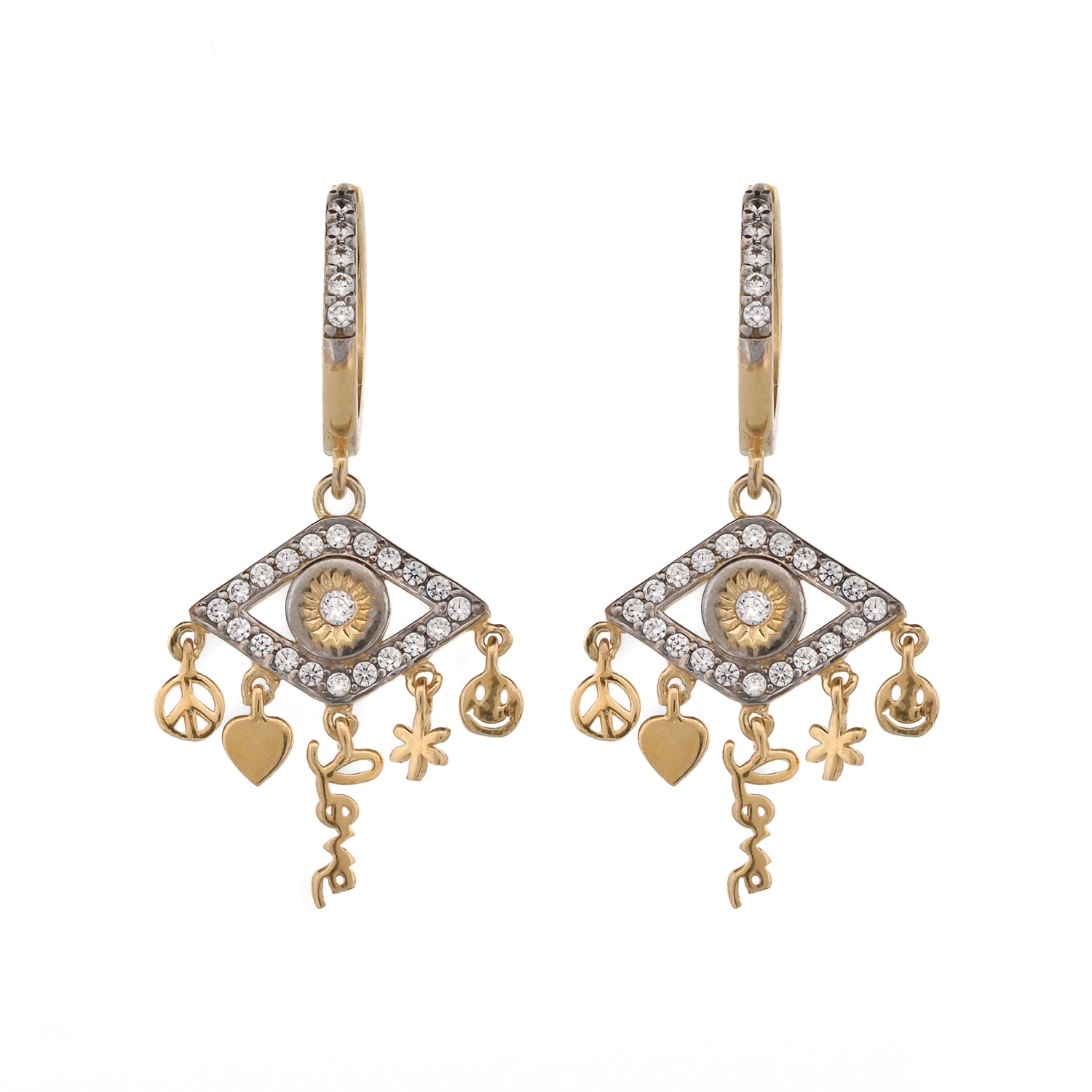 Jewelry Radiating Positive Energy: Peace &amp; Love Gold Earrings