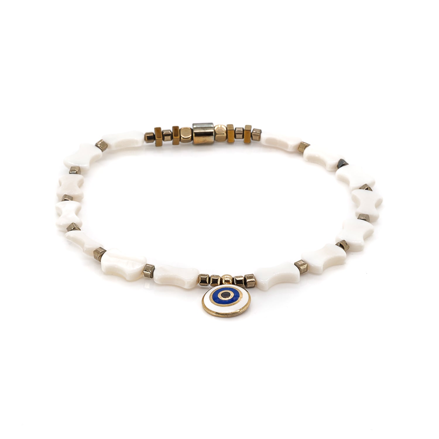 Pearl Evil Eye Anklet - A harmonious blend of pearls and symbolism.